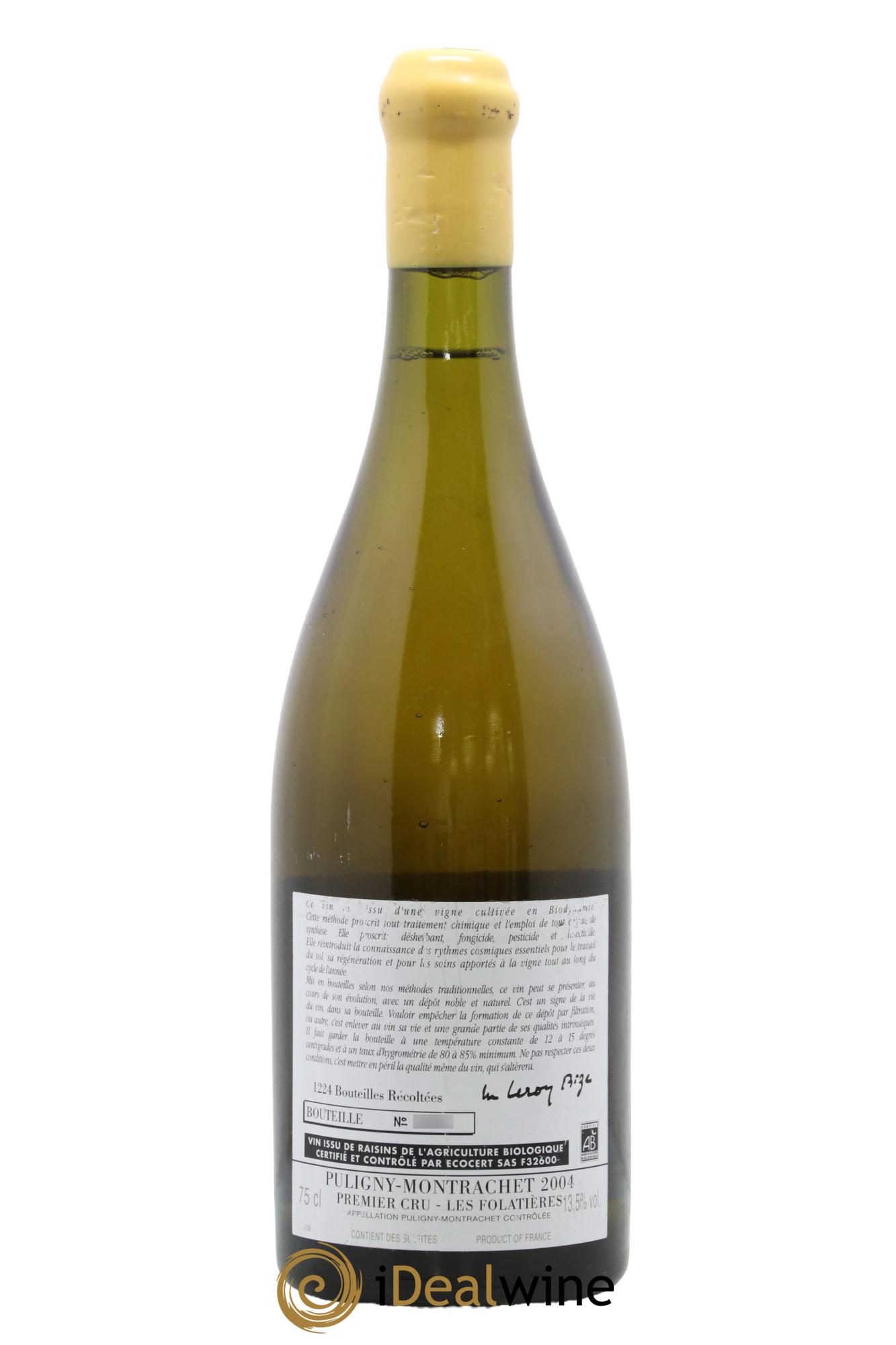 Puligny-Montrachet 1er Cru Les Folatières d'Auvenay (Domaine) 2004 - Lot de 1 bouteille - 1