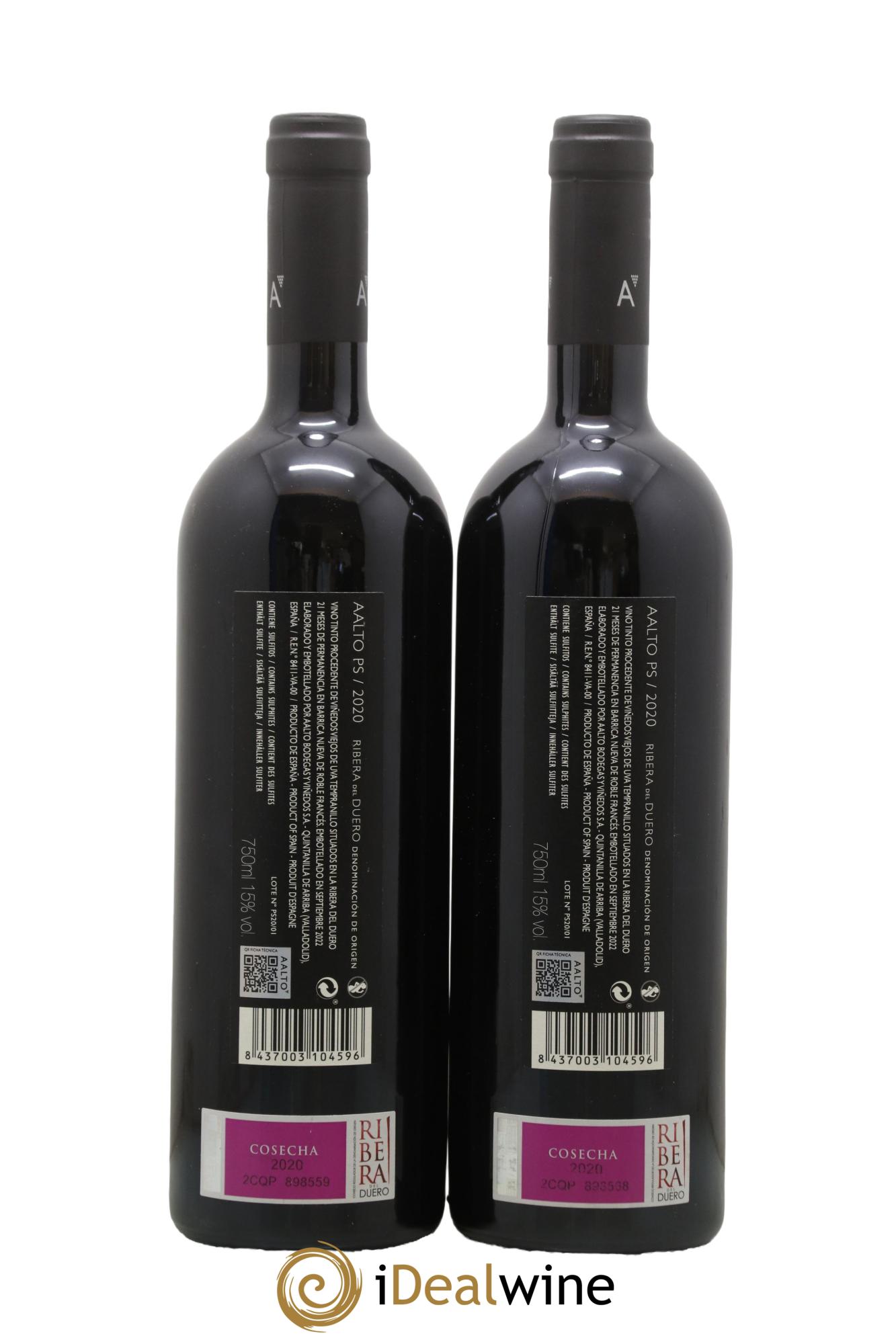 Ribera Del Duero DO Aalto PS Bodegas y Vinedos Aalto 2020 - Lot of 2 bottles - 1
