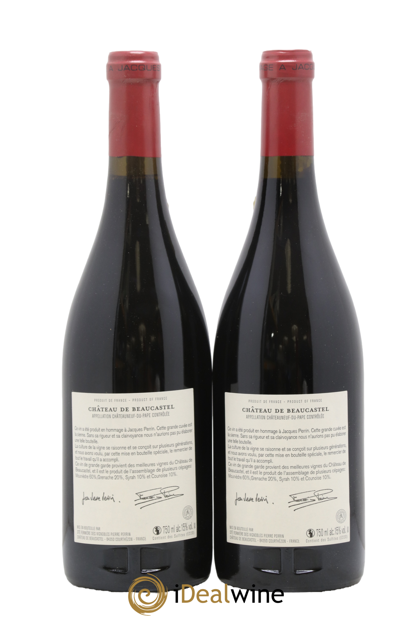 Châteauneuf-du-Pape Château de Beaucastel Hommage à Jacques Perrin Famille Perrin 2012 - Lotto di 2 bottiglie - 1