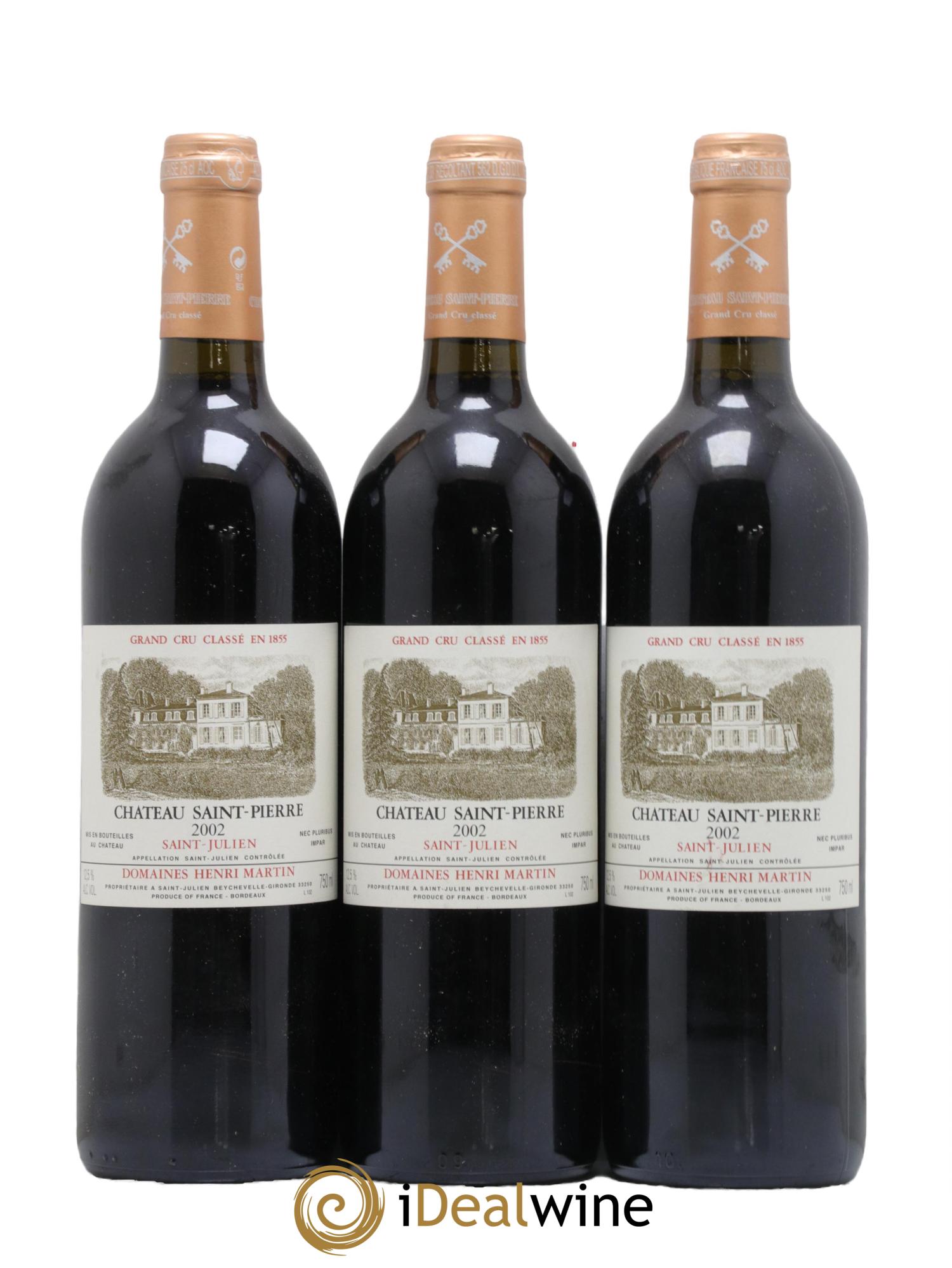 Château Saint-Pierre 4ème Grand Cru Classé 2002 - Lot de 3 bouteilles - 0