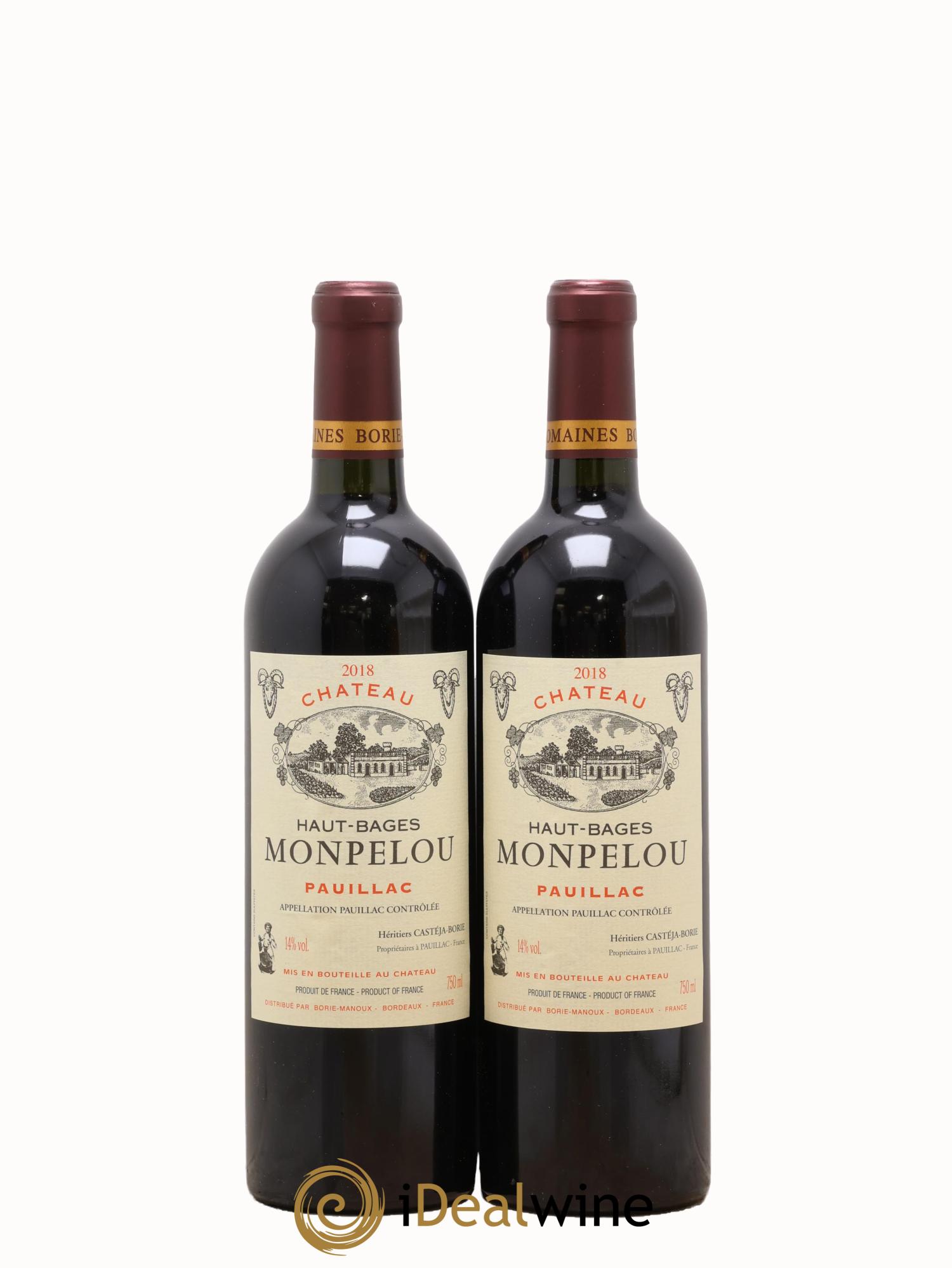 Château Haut Bages Monpelou Cru Bourgeois 2018 - Lot of 2 bottles - 0