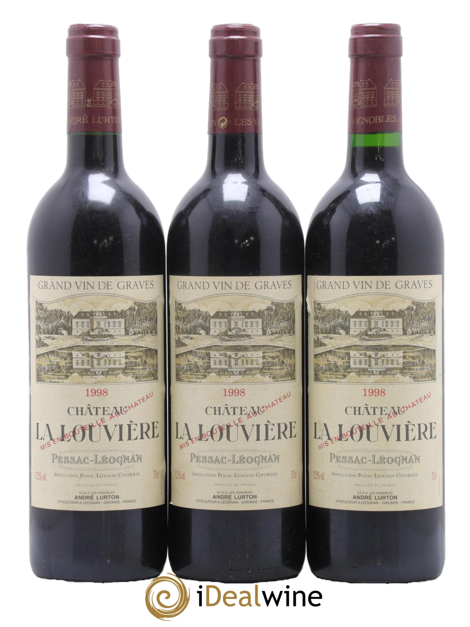 Château la Louvière 1998 - Lot de 3 bouteilles - 0