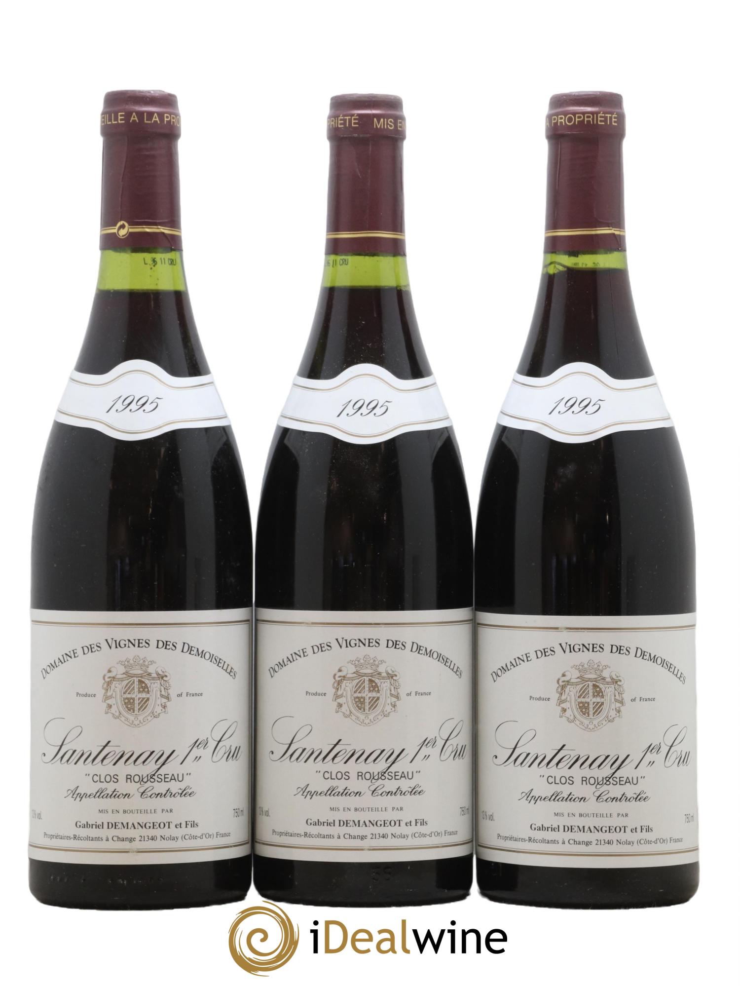 Santenay 1er Cru Clos Rousseau Domaine des Vignes des Demoiselles 1995 - Lot de 3 bouteilles - 0