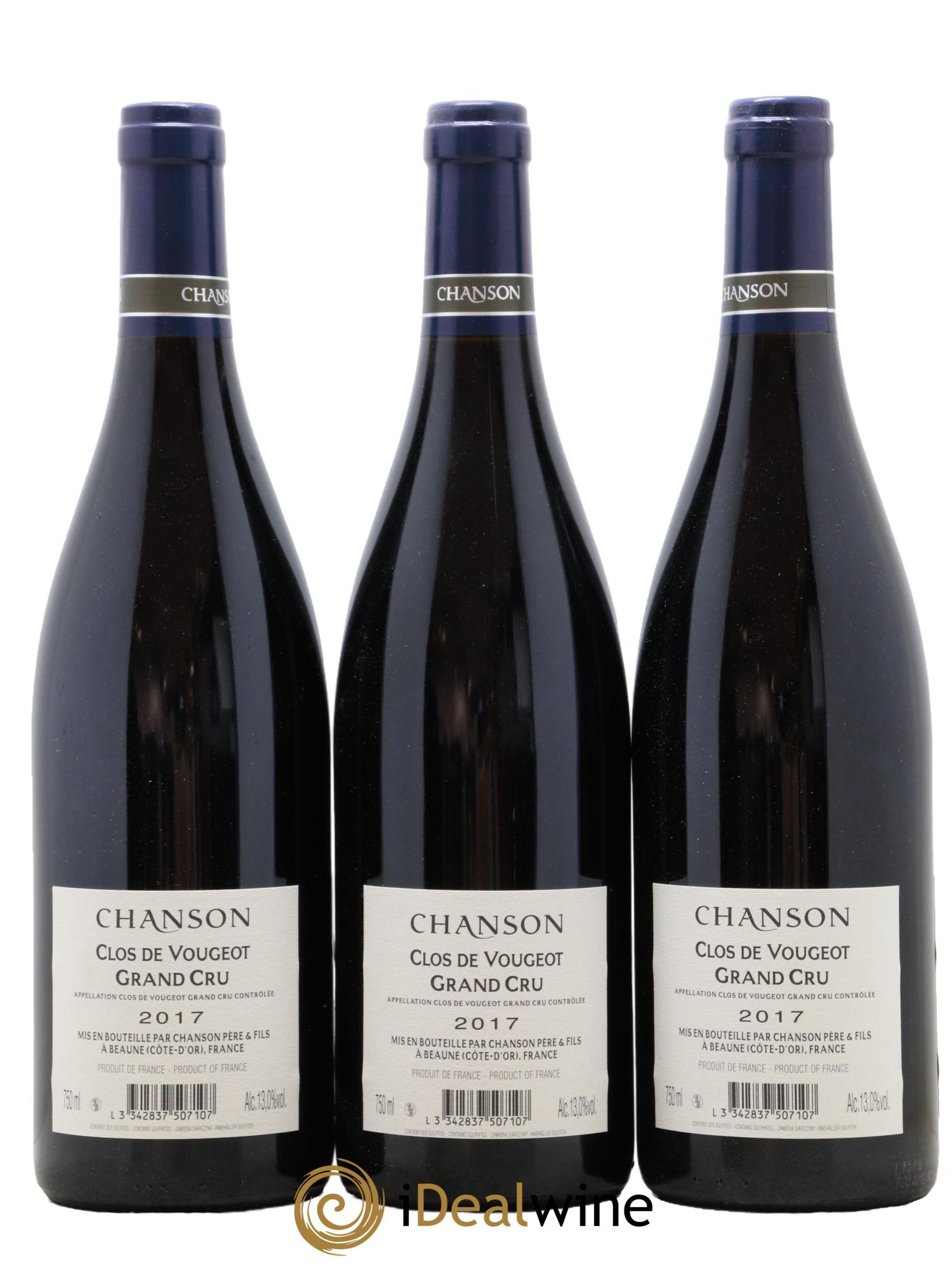 Clos de Vougeot Grand Cru Chanson 2017 - Posten von 3 Flaschen - 1