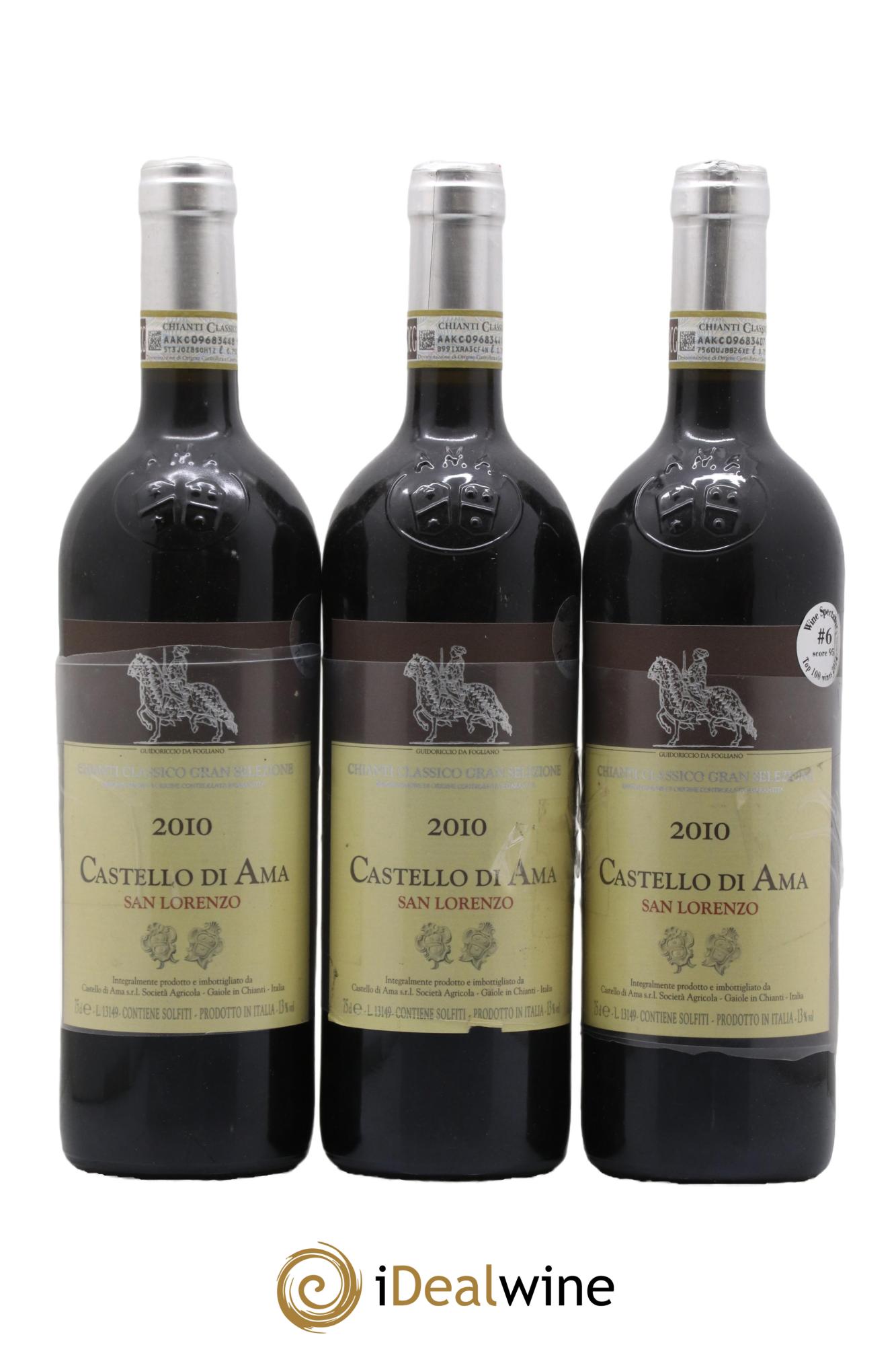 Chianti Classico Gran Selezione DOCG Castello di Ama San Lorenzo 2010 - Lot de 3 bouteilles - 0