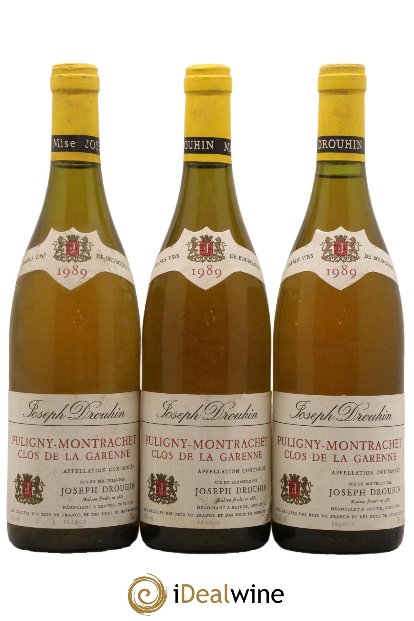 Puligny-Montrachet 1er Cru Clos De La Garenne Domaine Drouhin 1989 - Lot de 3 bouteilles - 0