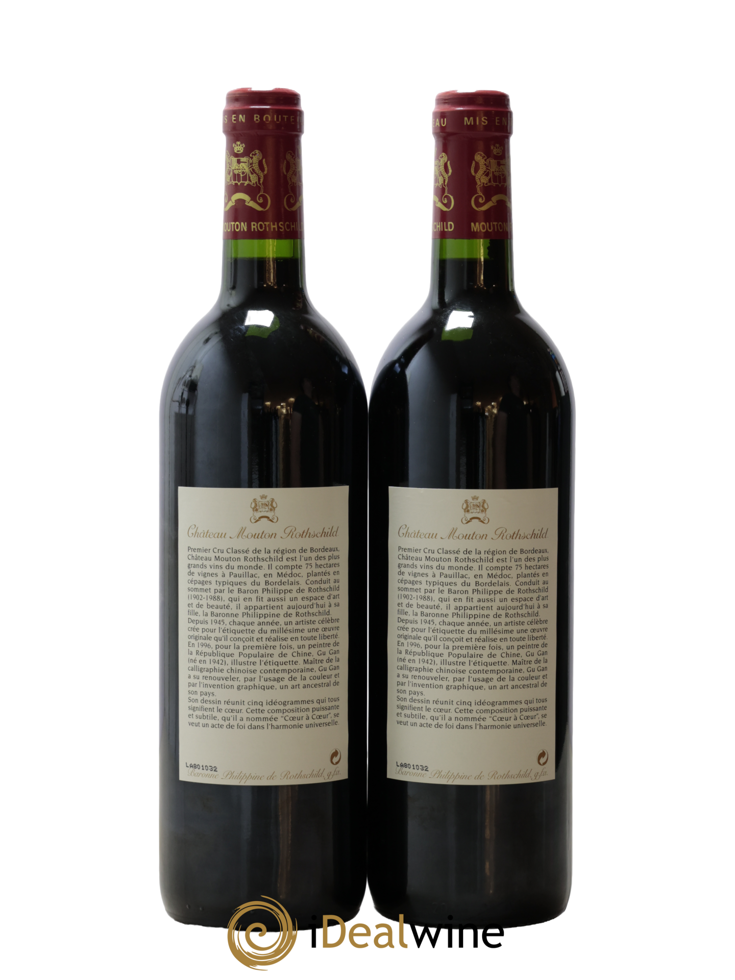 Château Mouton Rothschild 1er Grand Cru Classé 1996 - Lot de 2 bouteilles - 1