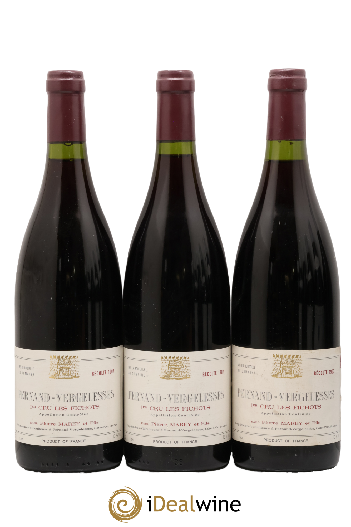 Pernand-Vergelesses 1er Cru Les Fichots Pierre Marey Et Fils 1997 - Lot de 3 bouteilles - 0