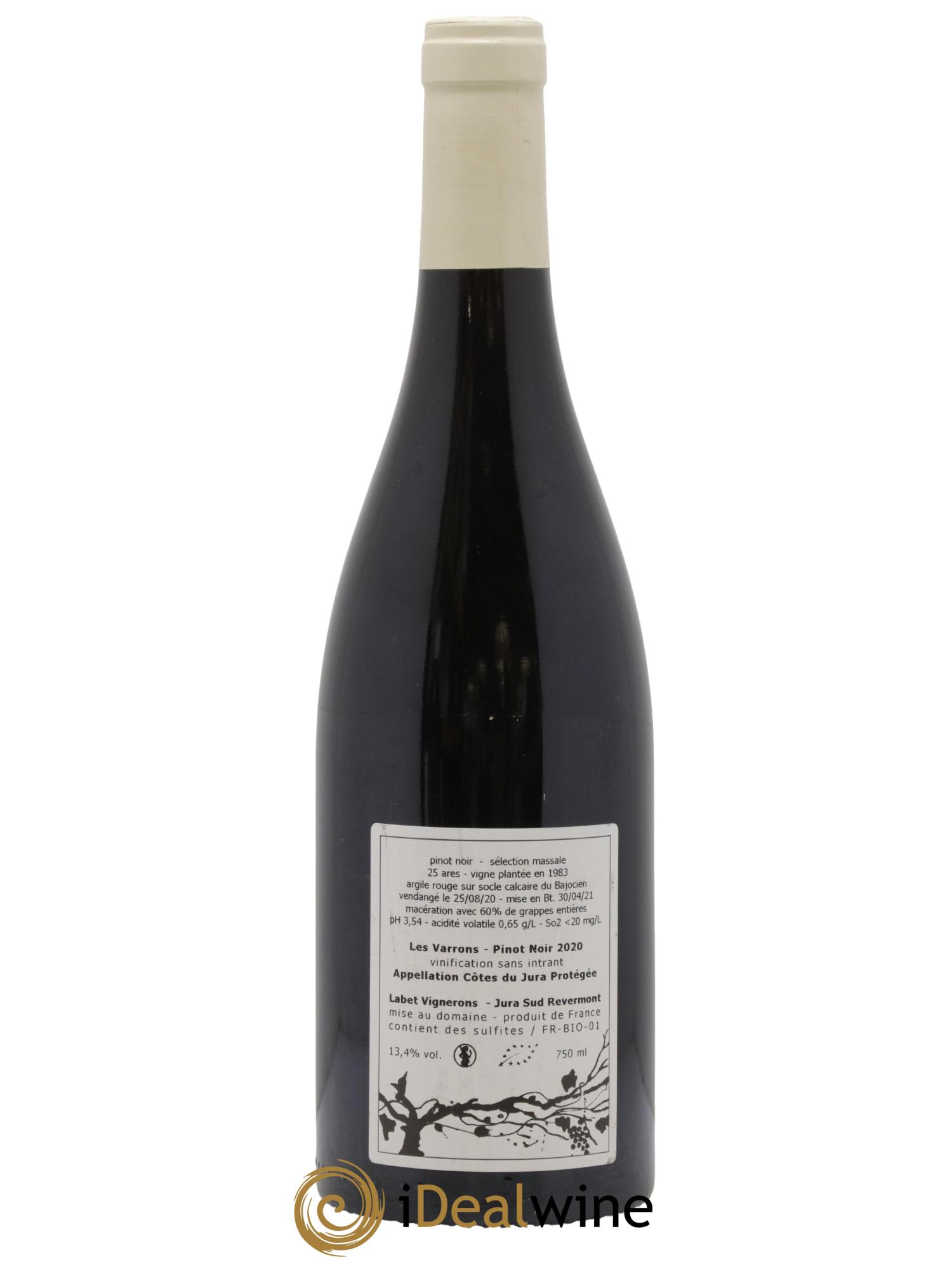 Côtes du Jura Pinot Noir Les Varrons Sélection Massale Romain - Julien - Charline Labet 2020 - Posten von 1 Flasche - 1