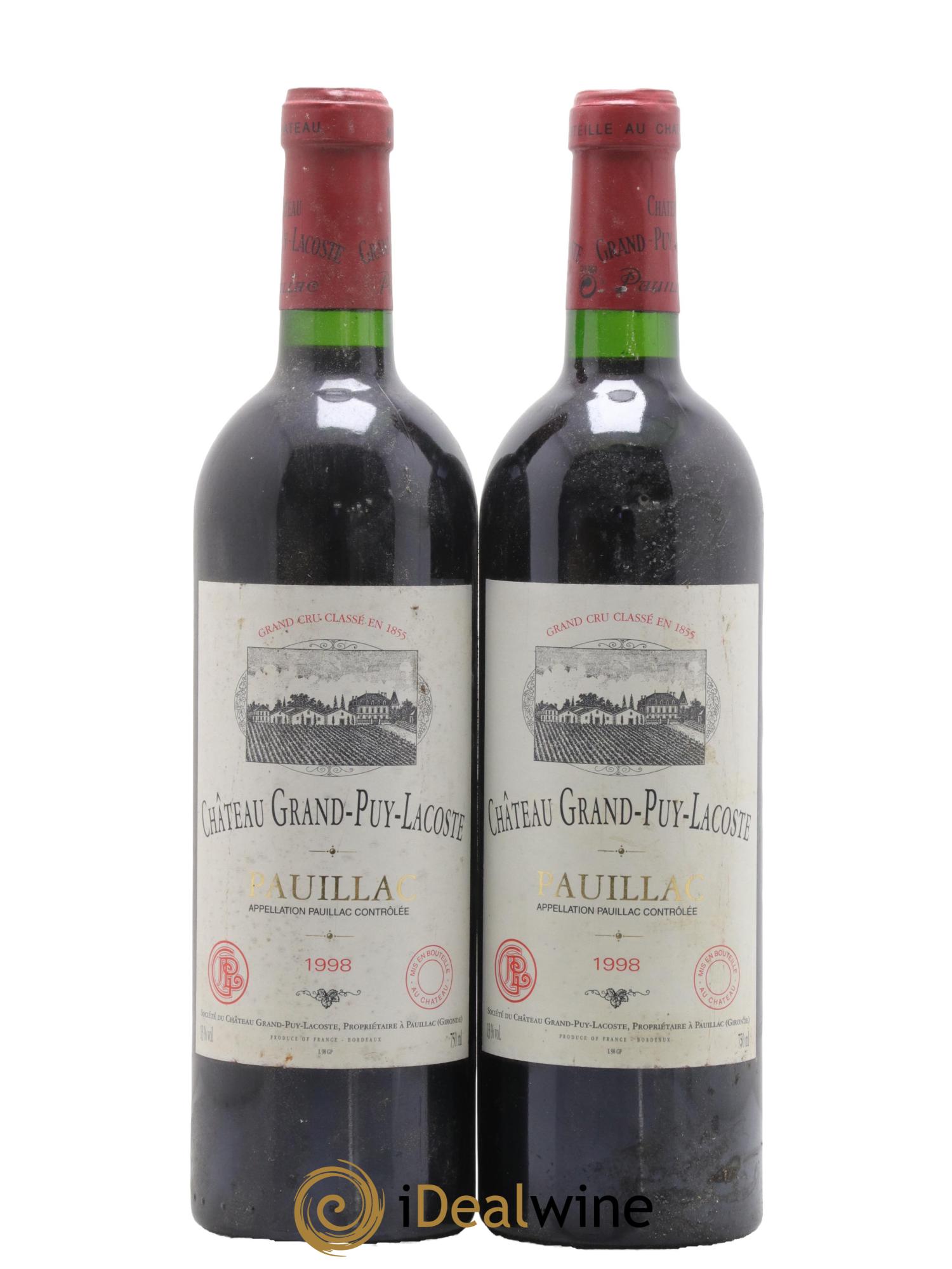 Château Grand Puy Lacoste 5ème Grand Cru Classé 1998 - Lot de 2 bouteilles - 0