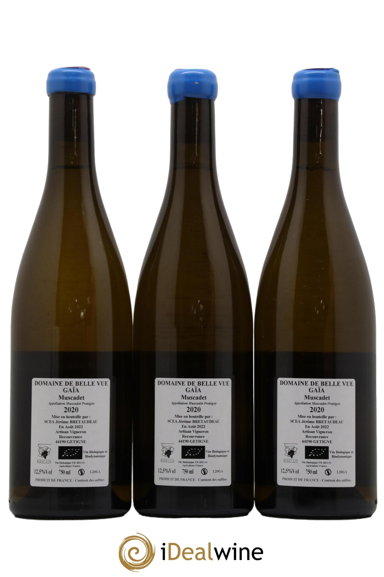 Muscadet-Sèvre-et-Maine Gaia Jérôme Bretaudeau - Domaine de Bellevue 2020 - Lot de 3 bouteilles - 1