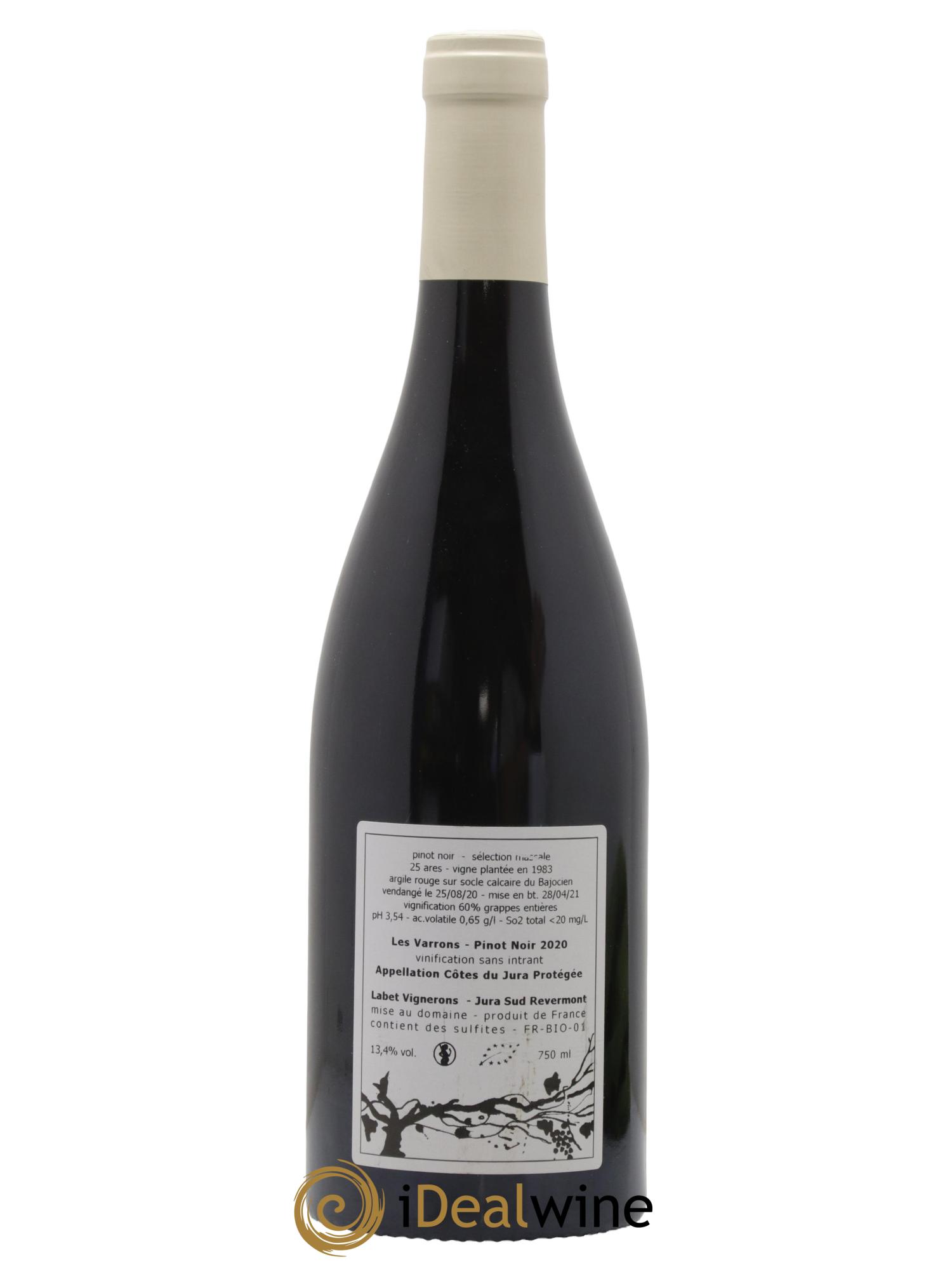 Côtes du Jura Pinot Noir Les Varrons Sélection Massale Romain - Julien - Charline Labet 2020 - Lot de 1 bouteille - 1