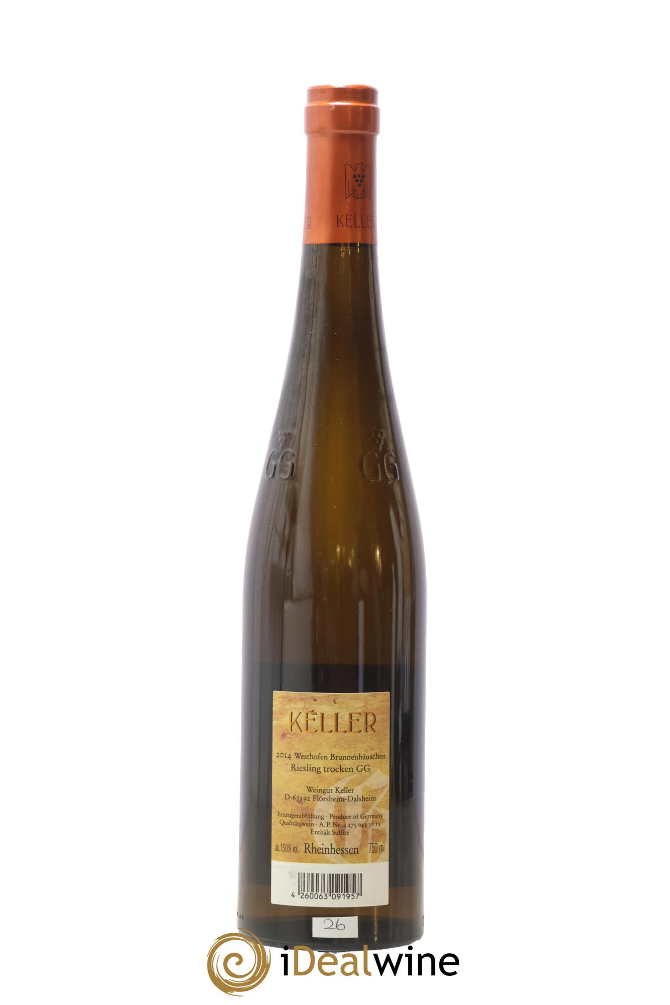 Riesling Trocken  GG Abts Erde Westhofen Brunnenhäuschen  Keller  2014 - Lot of 1 bottle - 1