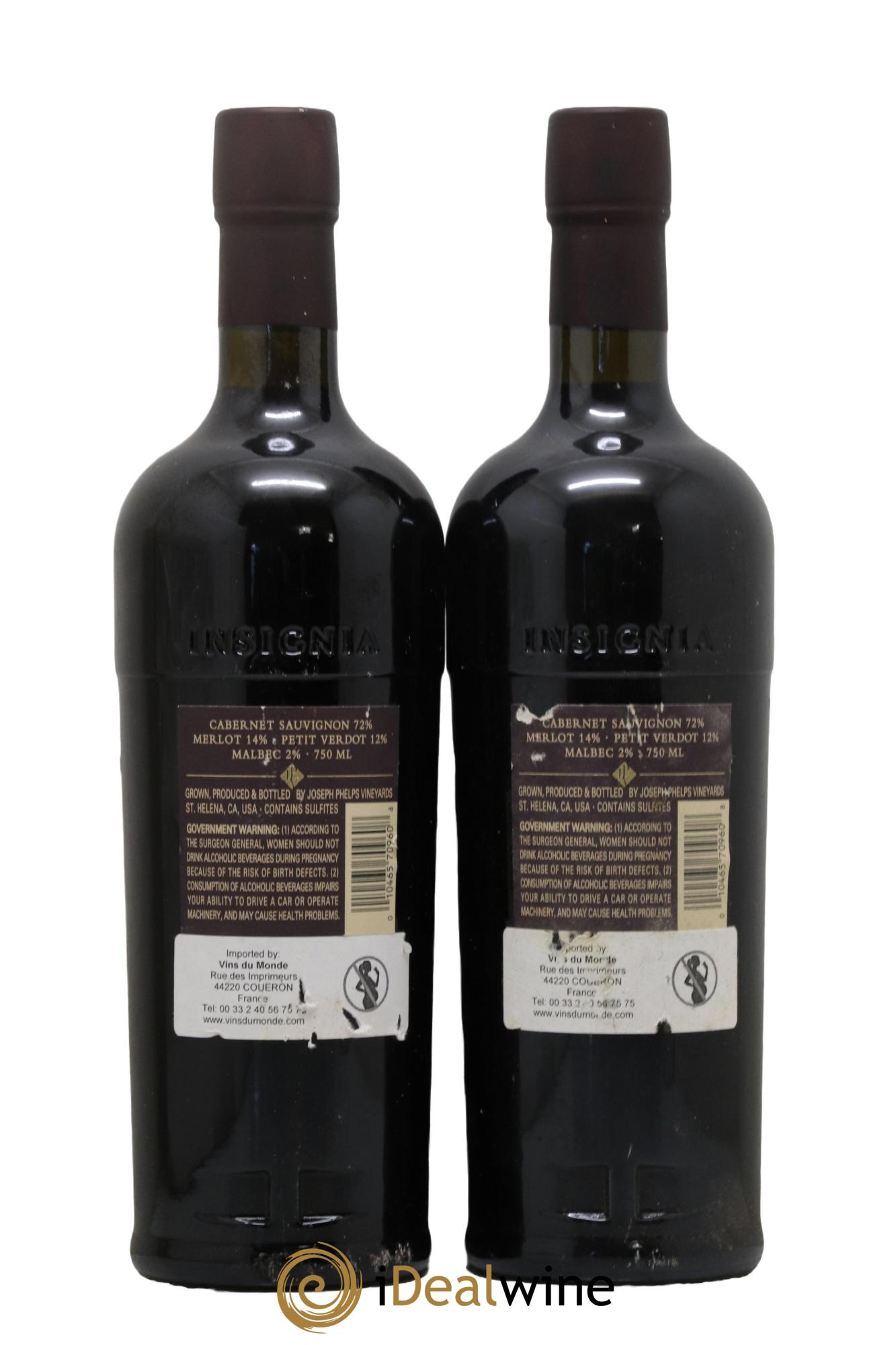 Napa Valley Insignia Joseph Phelps 2004 - Lot of 2 bottles - 1