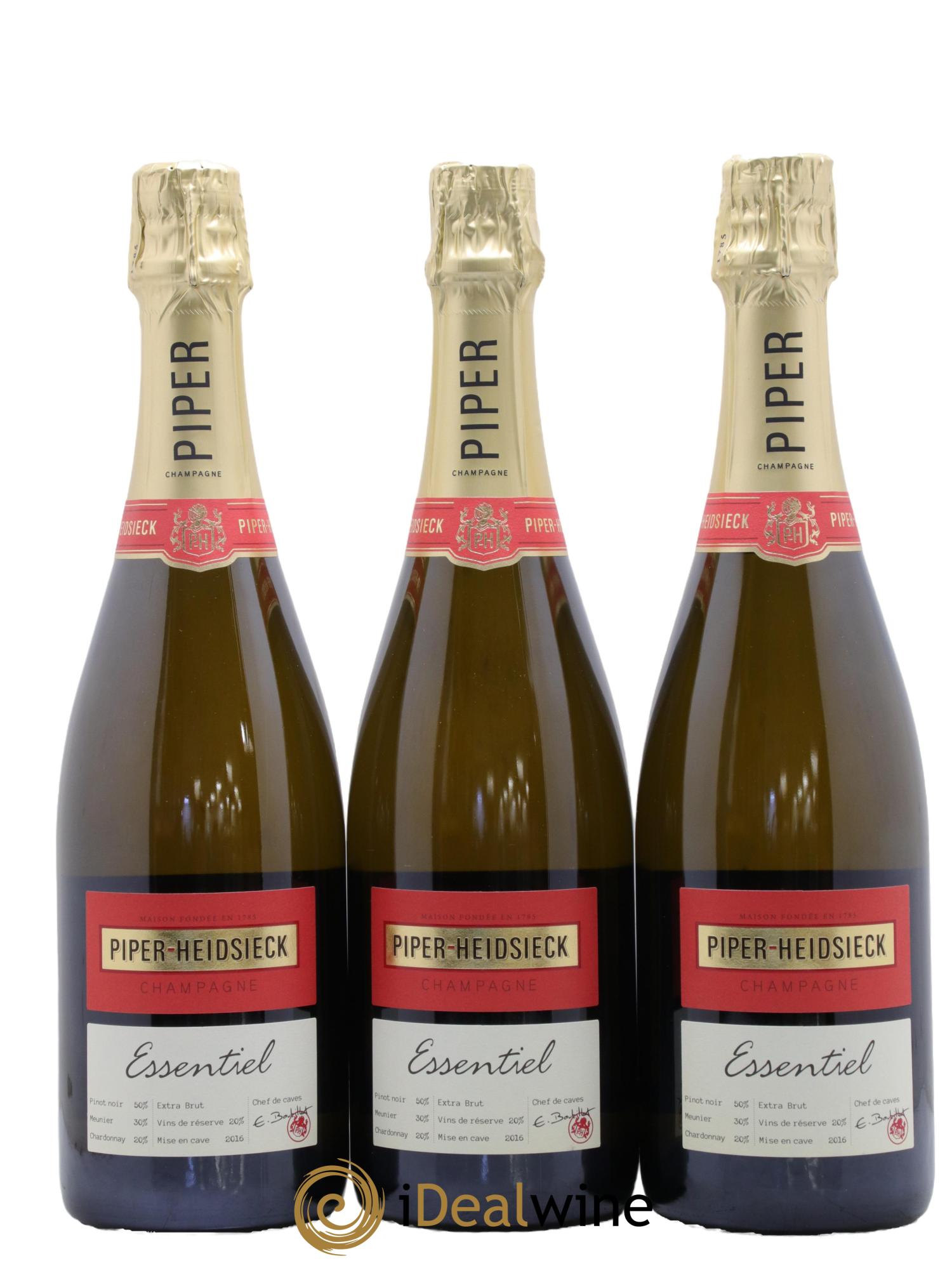 Essentiel Extra-Brut Piper Heidsieck - Lot of 3 bottles - 0