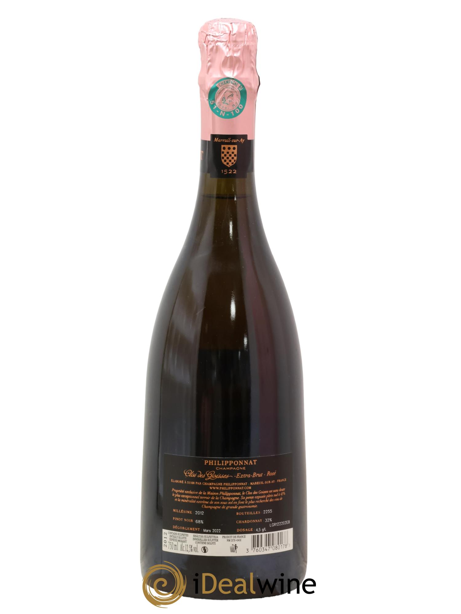 Clos des Goisses Juste Rosé Brut Philipponnat 2012 - Lot of 1 bottle - 2