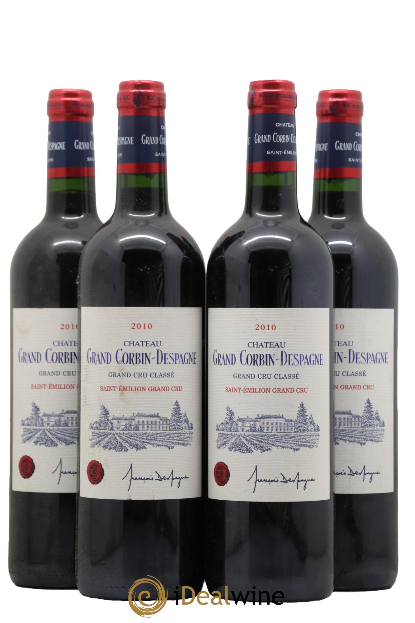 Château Grand Corbin Despagne Grand Cru Classé 2010 - Lot de 4 bouteilles - 0