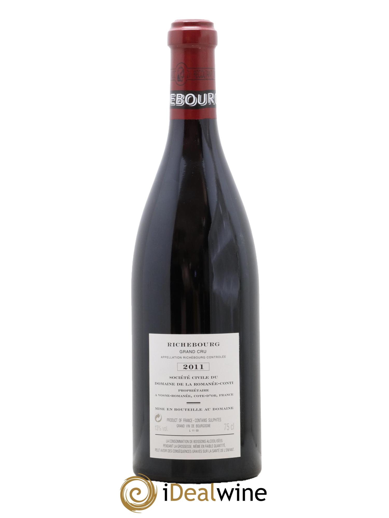 Richebourg Grand Cru Domaine de la Romanée-Conti  2011 - Posten von 1 Flasche - 1