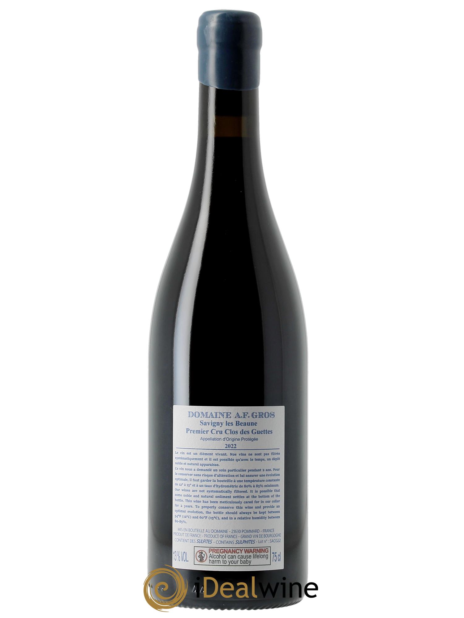 Savigny-lès-Beaune 1er Cru Clos des Guettes A.-F. Gros 2022 - Lot of 1 bottle - 1