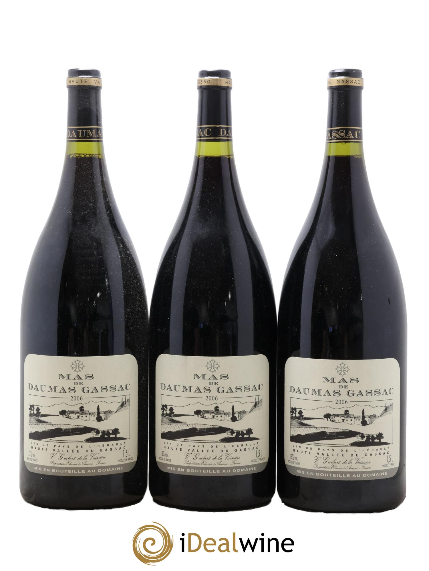 IGP St Guilhem-le-Désert - Cité d'Aniane Mas Daumas Gassac Famille Guibert de La Vaissière 2006 - Lot of 3 magnums - 0