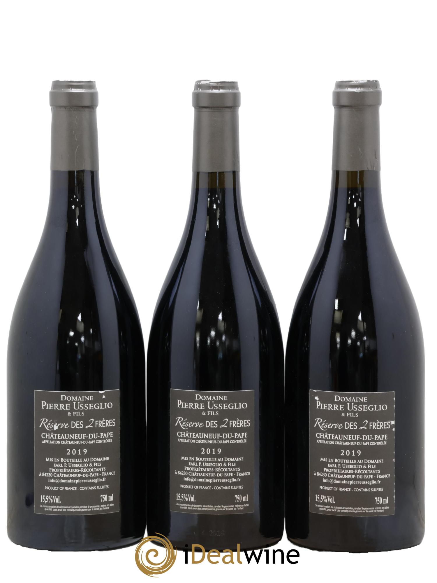 Châteauneuf-du-Pape Réserve des 2 frères Pierre Usseglio & Fils  2019 - Lot of 3 bottles - 1