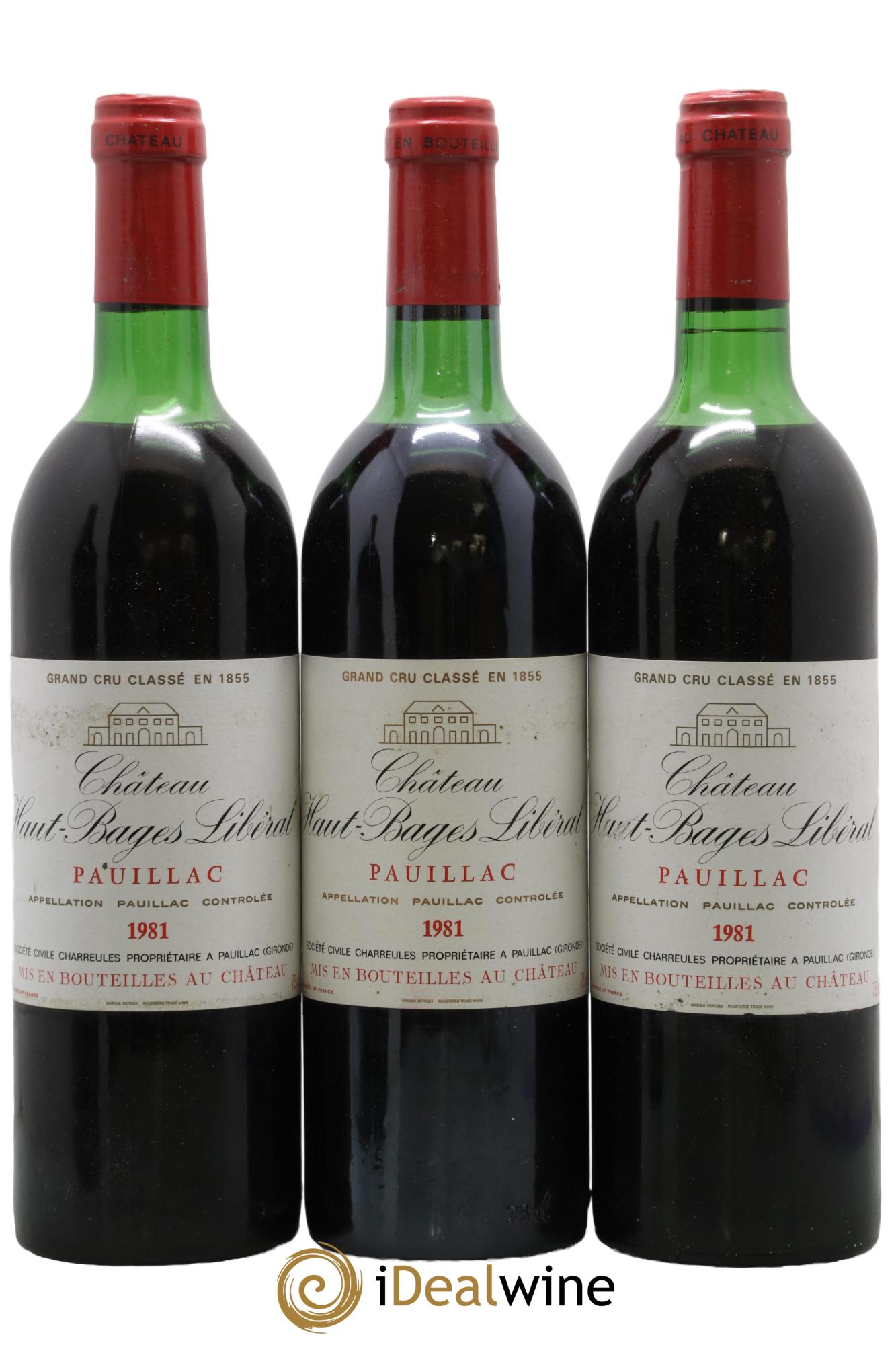 Château Haut Bages Libéral 5ème Grand Cru Classé 1981 - Lot de 3 bouteilles - 0