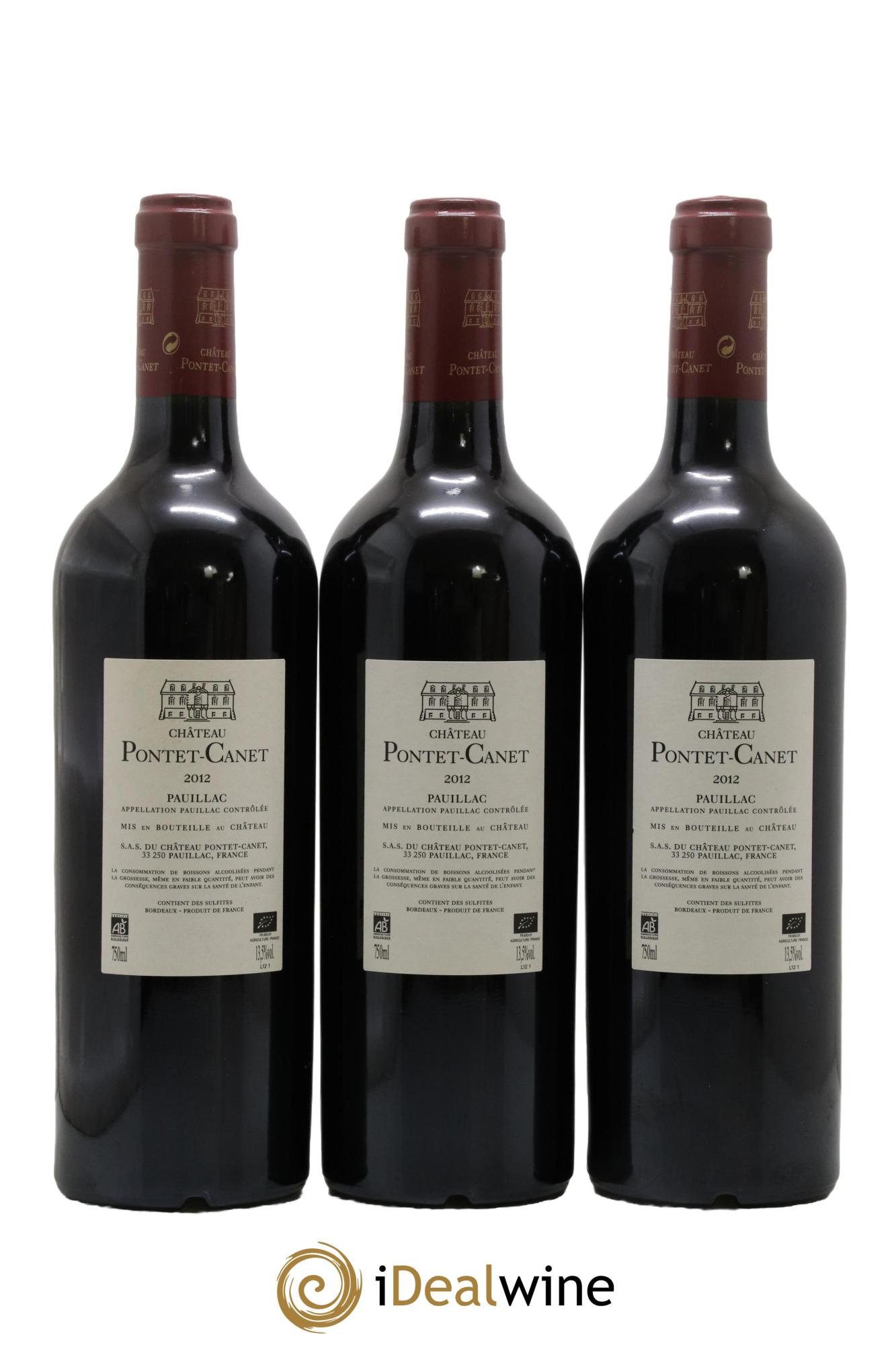Château Pontet Canet 5ème Grand Cru Classé 2012 - Lot de 3 bouteilles - 1