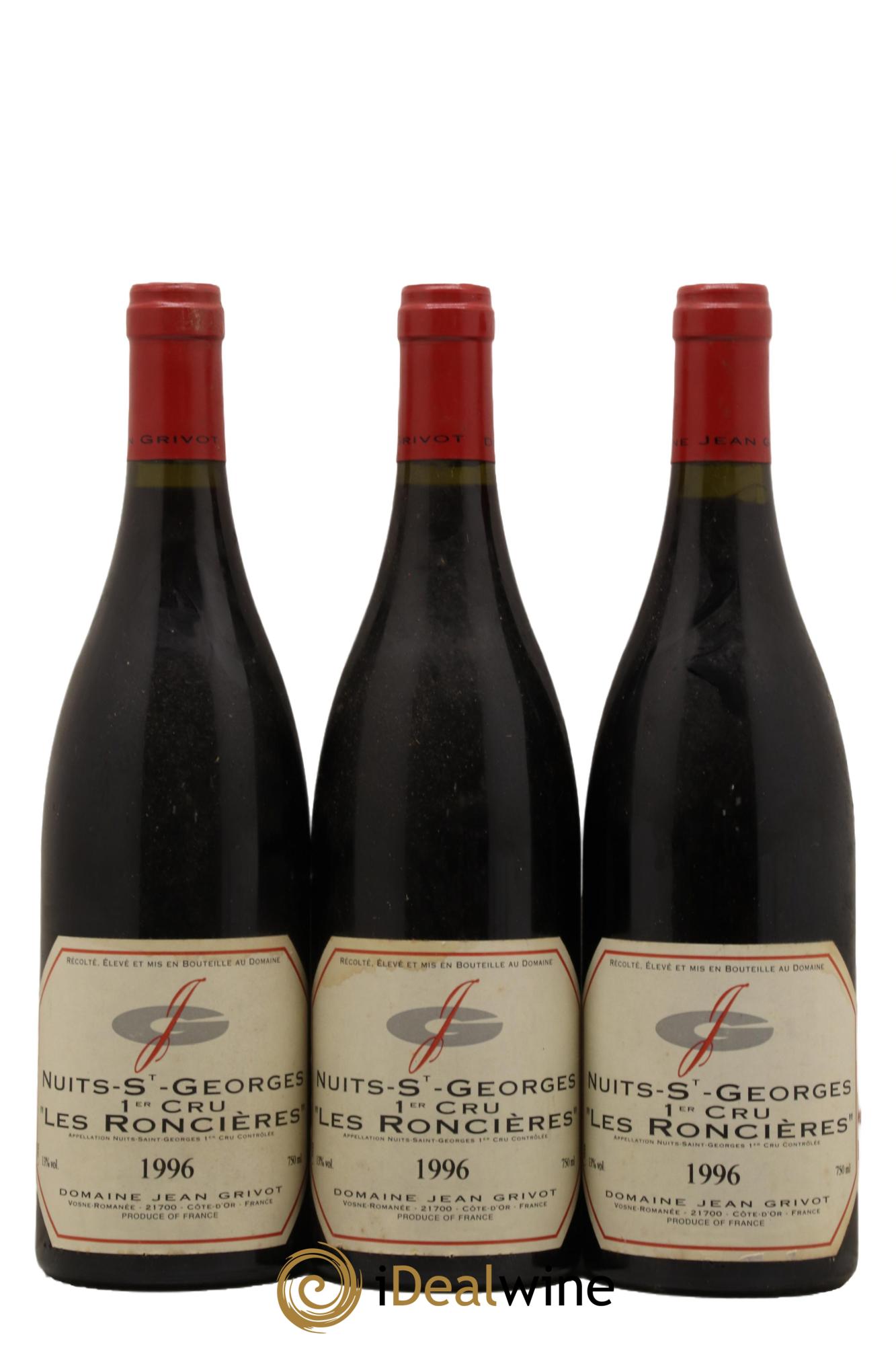Nuits-Saint-Georges 1er Cru Roncière Jean Grivot 1996 - Lot de 3 bouteilles - 0