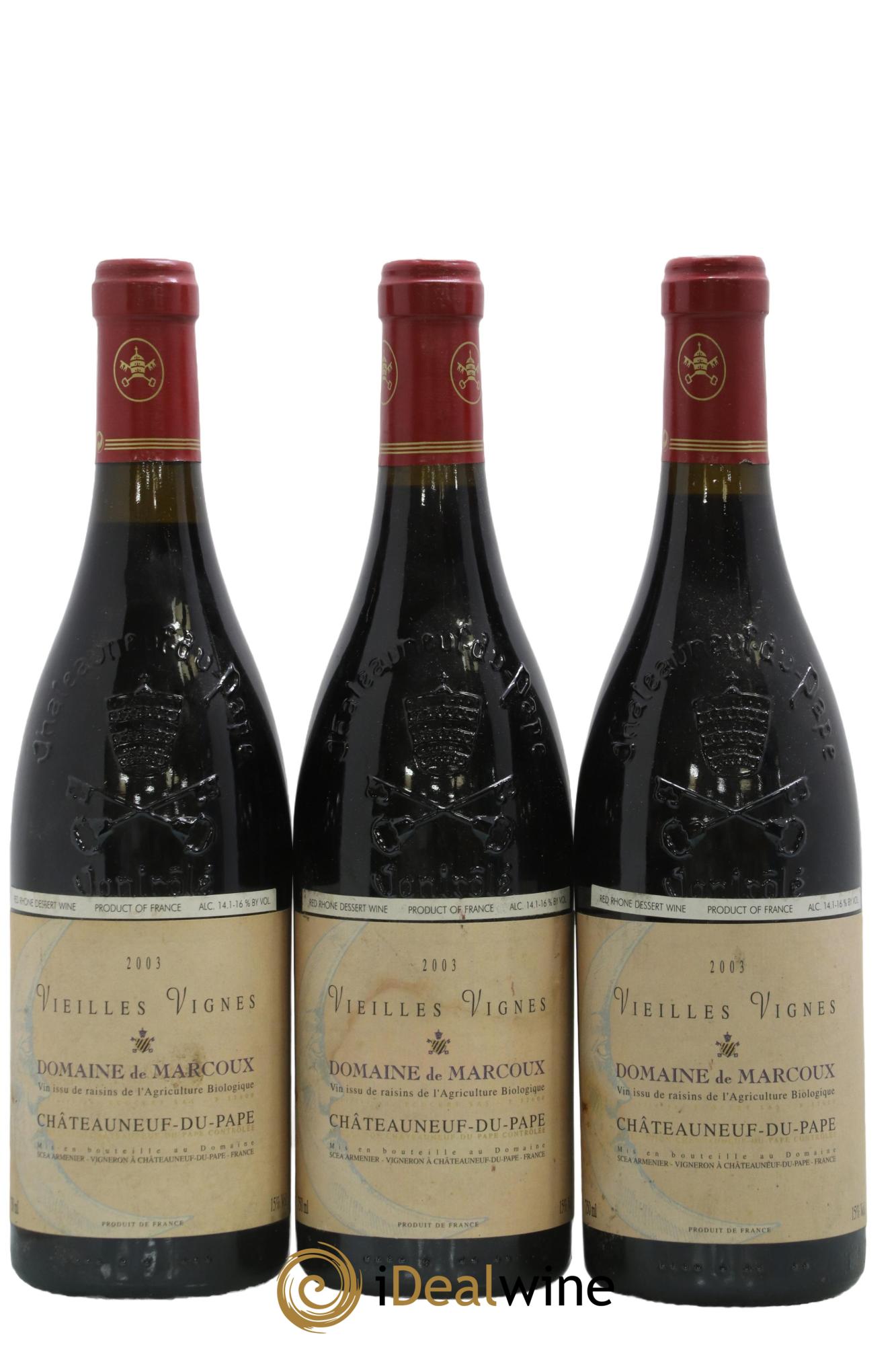 Châteauneuf-du-Pape Vieilles Vignes Marcoux (Domaine de) 2003 - Lot of 3 bottles - 0