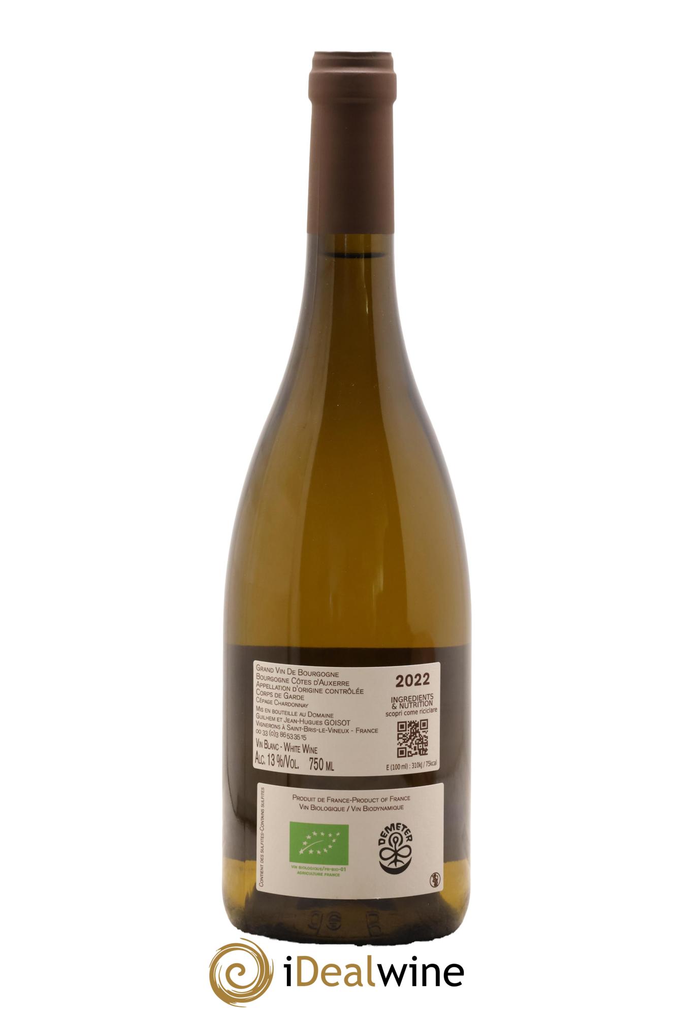 Bourgogne Côtes d'Auxerre Corps de Garde Goisot 2022 - Lot de 1 bouteille - 1