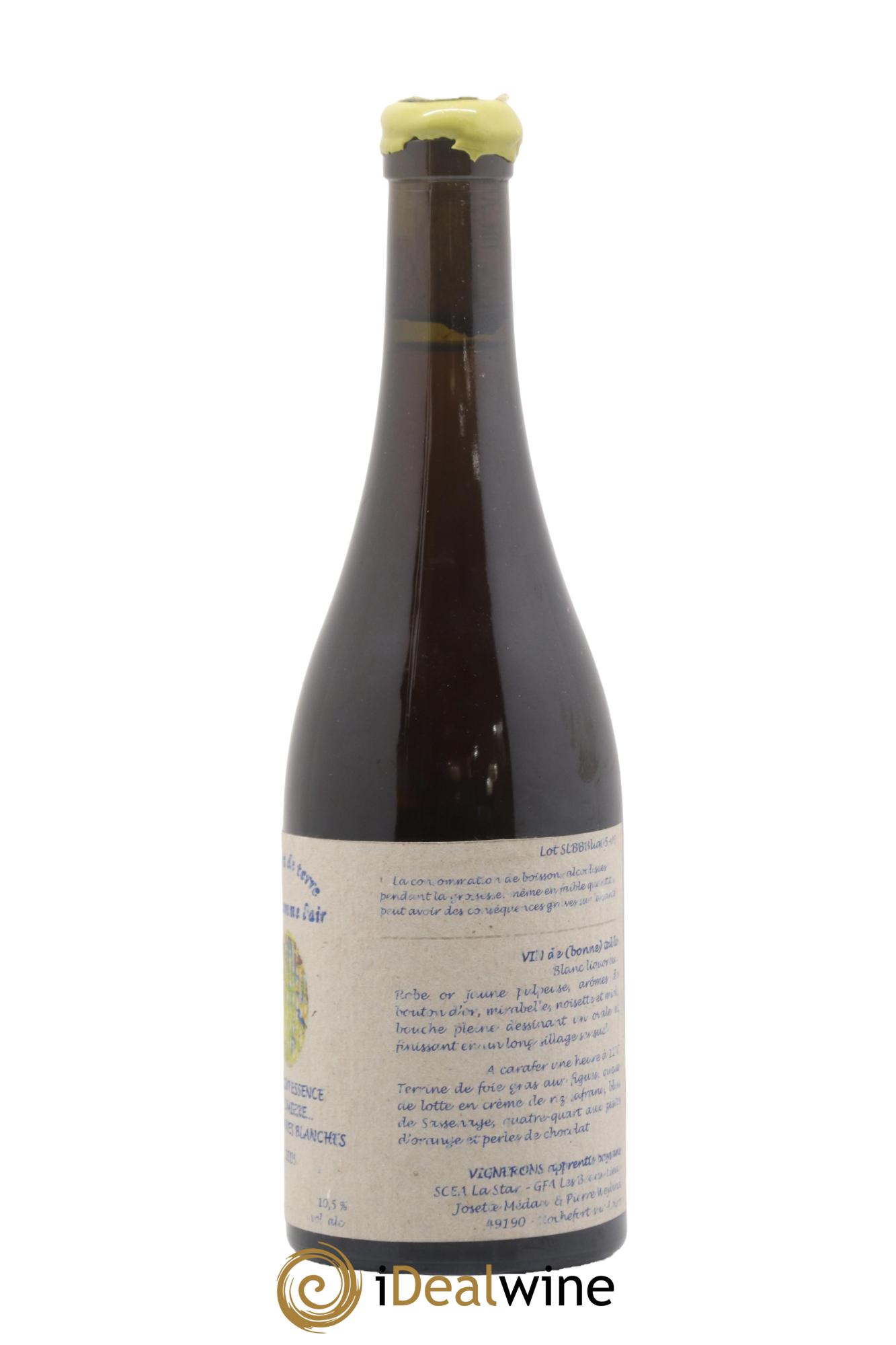Vin de France Un vin de Terre Libre comme l'Air La Quintessence de Lumière des Bonnes Blanches Josette Medau & Pierre Weyand 2005 - Posten von 1 Format 50cl - 2