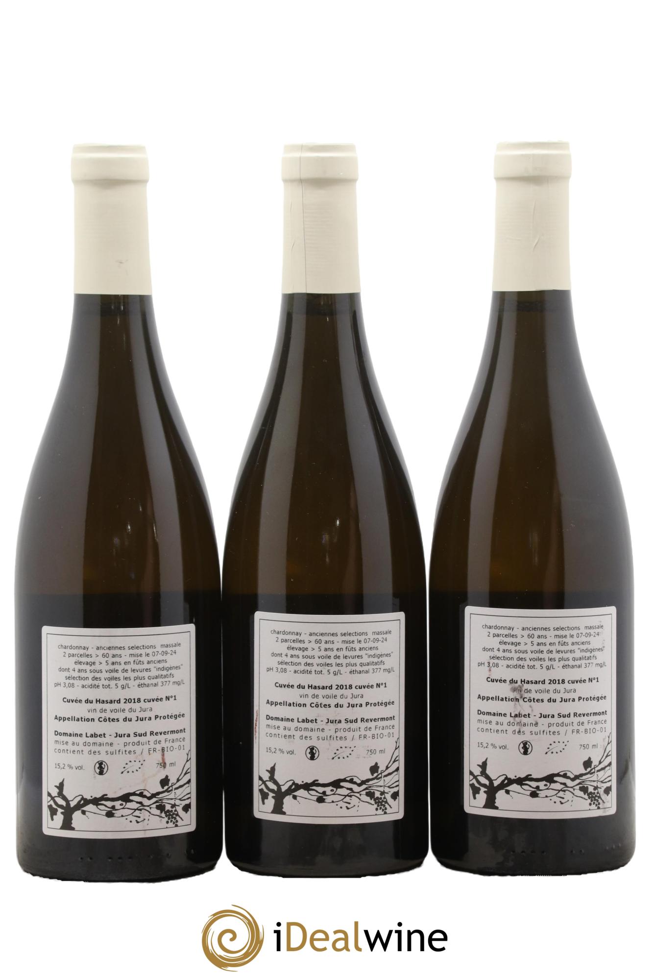 Côtes du Jura Vin de voile Chardonnay du Hasard Romain - Julien - Charline Labet 2018 - Posten von 3 Flaschen - 1