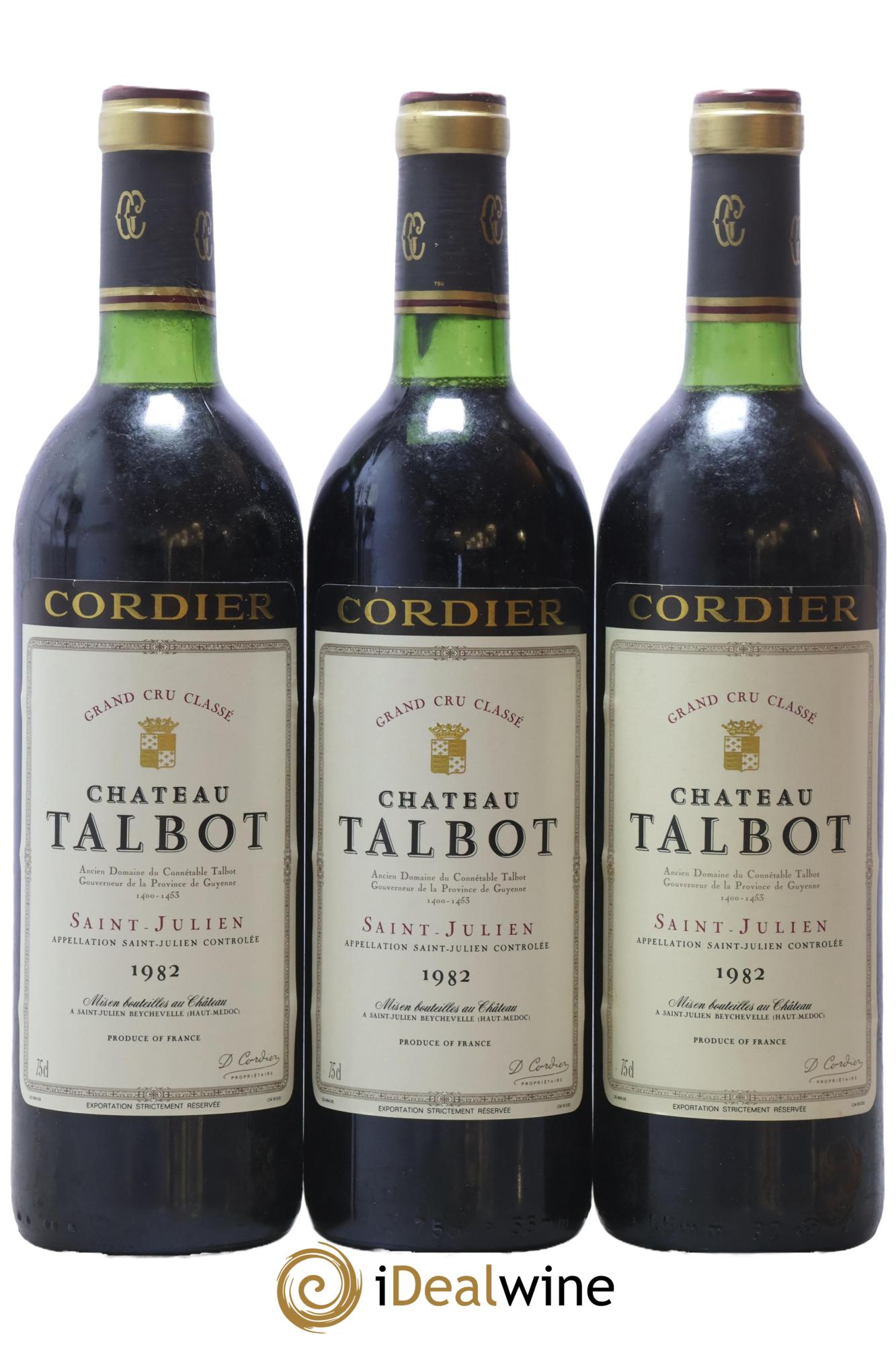 Château Talbot 4ème Grand Cru Classé 1982 - Lot de 3 bouteilles - 0