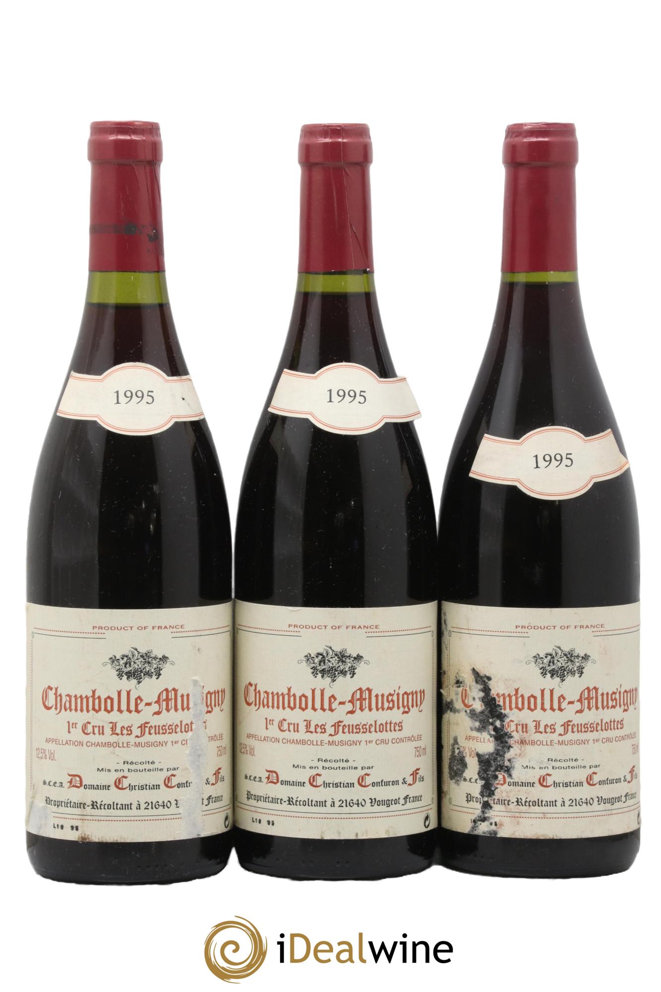Chambolle-Musigny 1er Cru Les Feusselottes Christian Confuron 1995 - Lot of 3 bottles - 0