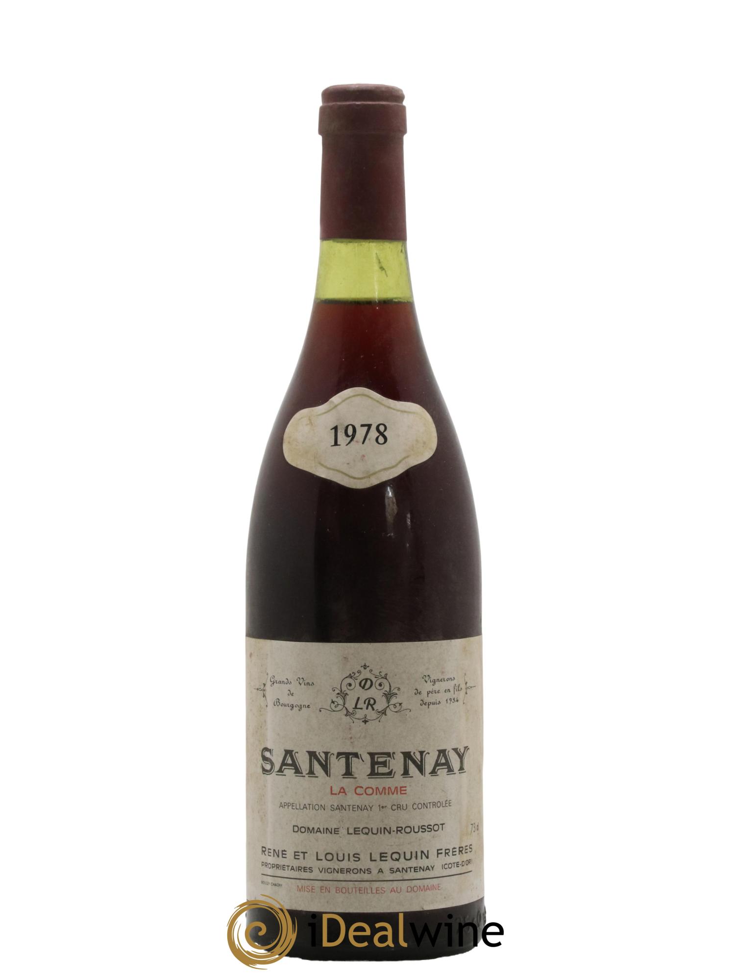 Santenay 1er Cru La Comme Domaine Rene et Louis Lequin 1978 - Lot de 1 bouteille - 0