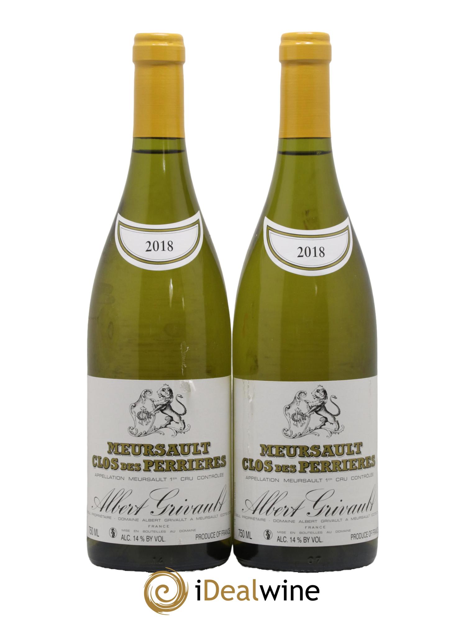 Meursault 1er Cru Clos des Perrières Monopole Albert Grivault 2018 - Lot de 2 bouteilles - 0