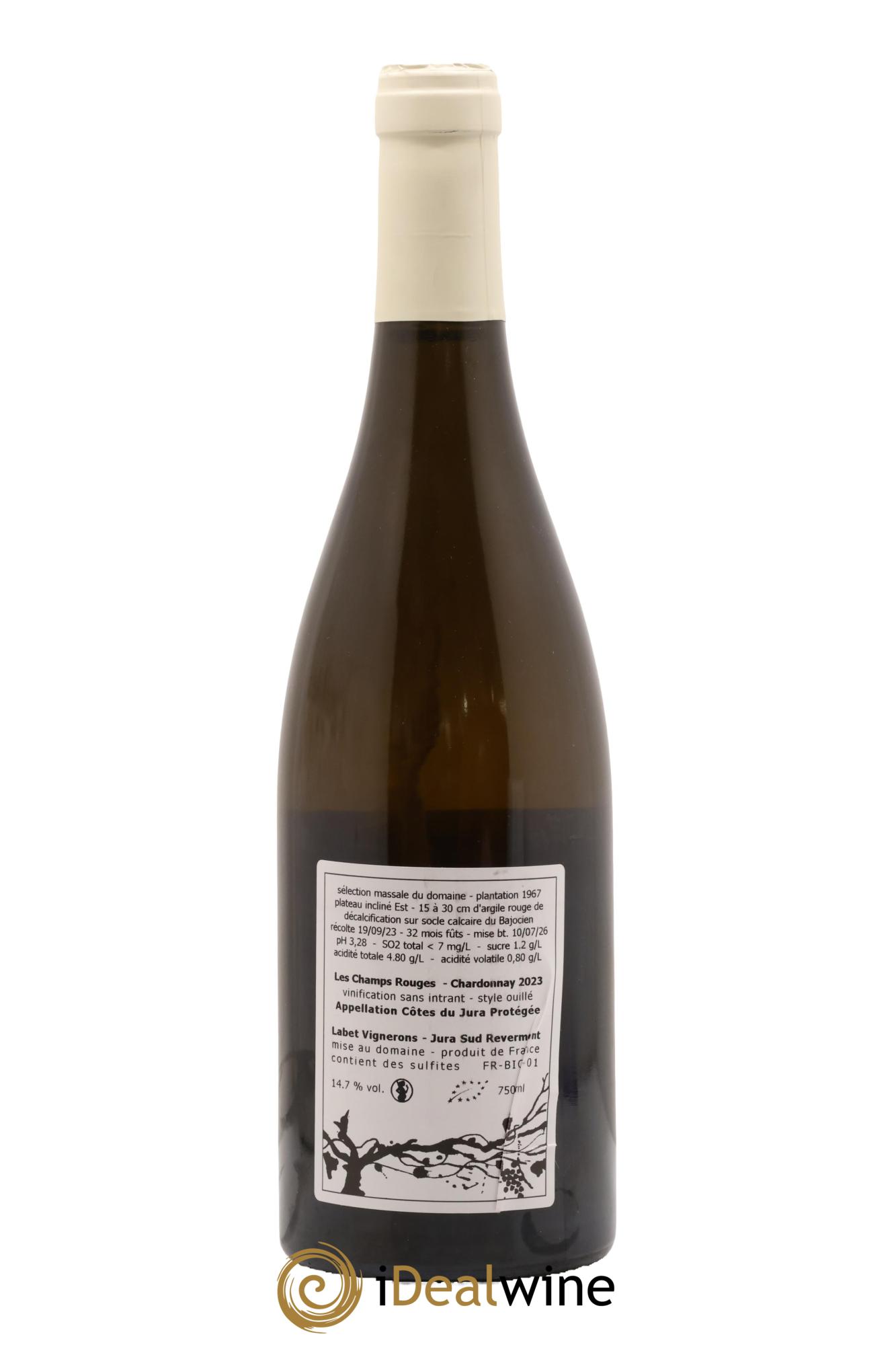 Côtes du Jura Chardonnay Les Champs Rouges Romain - Julien  - Charline Labet 2023 - Lot de 1 bouteille - 1