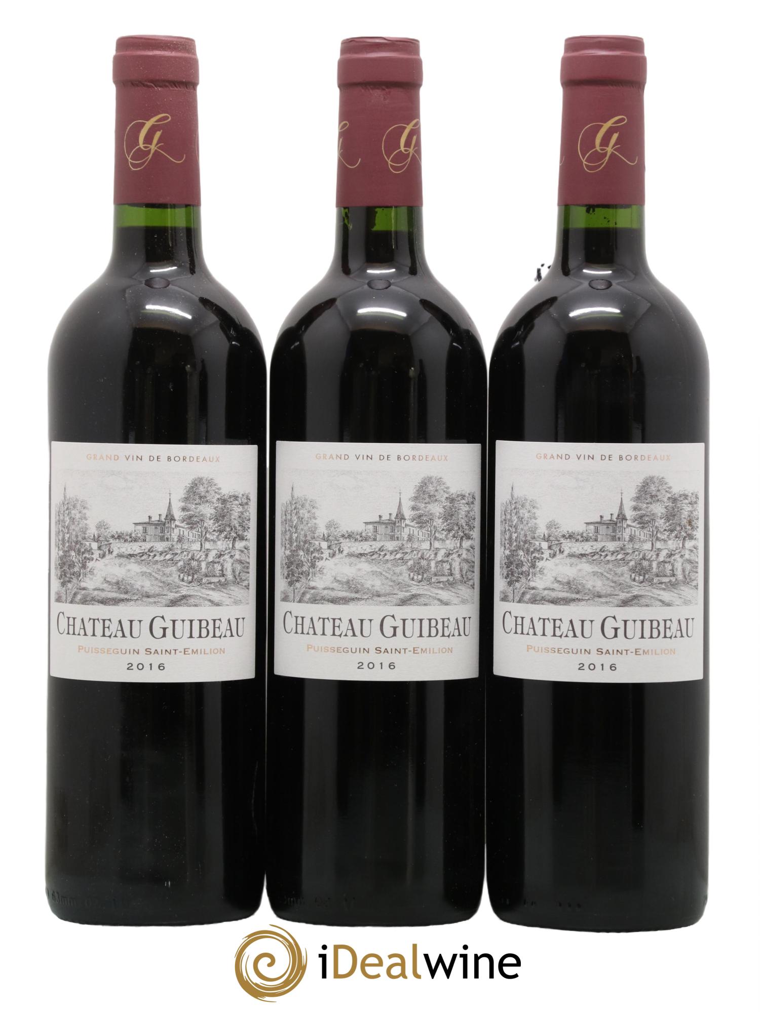 Puisseguin Saint-Émilion Chateau Guibeau 2016 - Lot de 3 bouteilles - 0