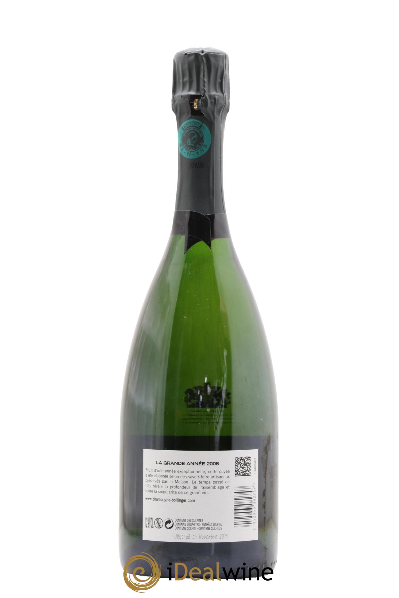 Grande Année Brut Bollinger 2008 - Lot of 1 bottle - 1