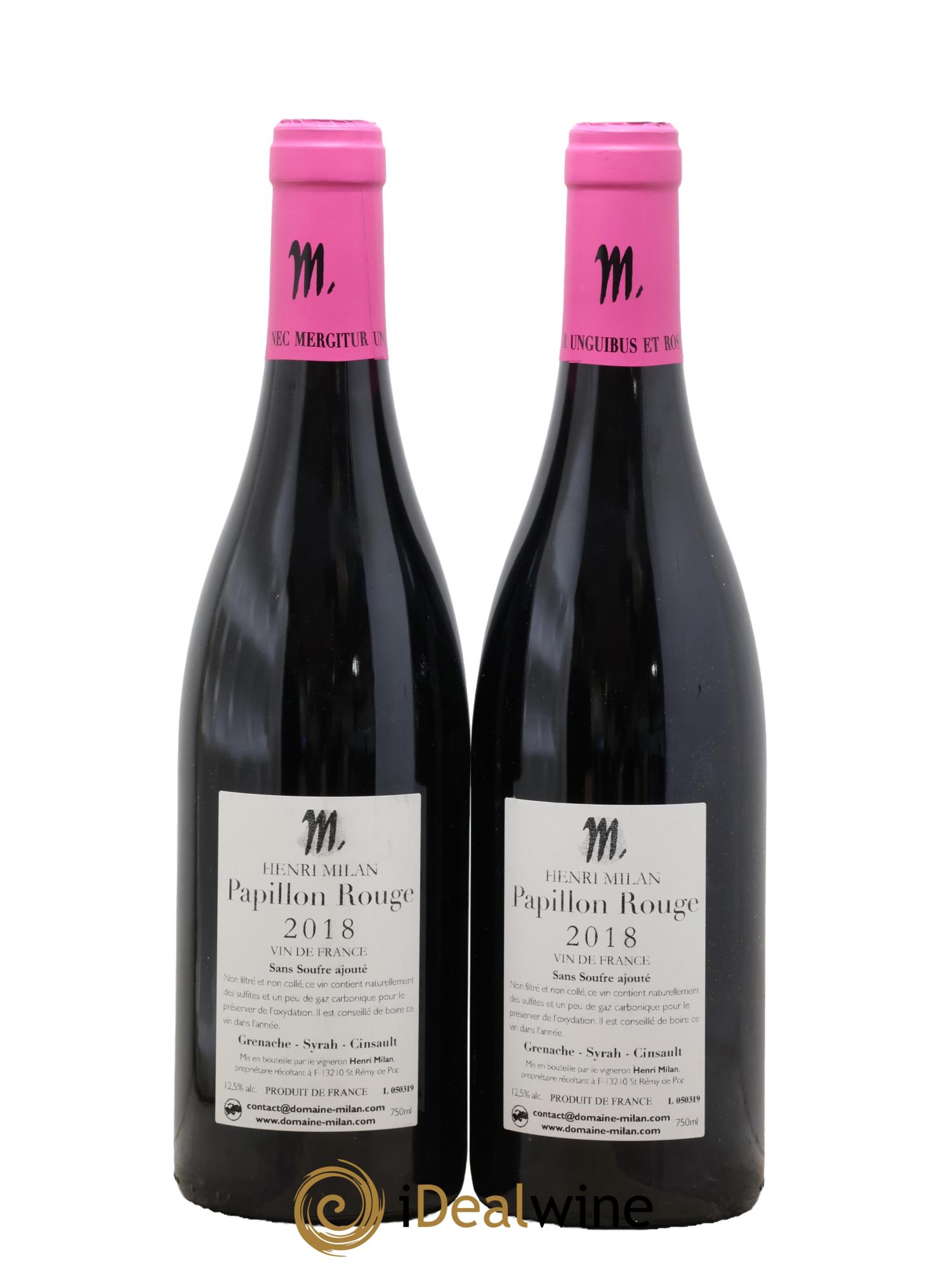Vin de France Papillon Sans Soufre Henri Milan 2018 - Lot de 2 bouteilles - 1