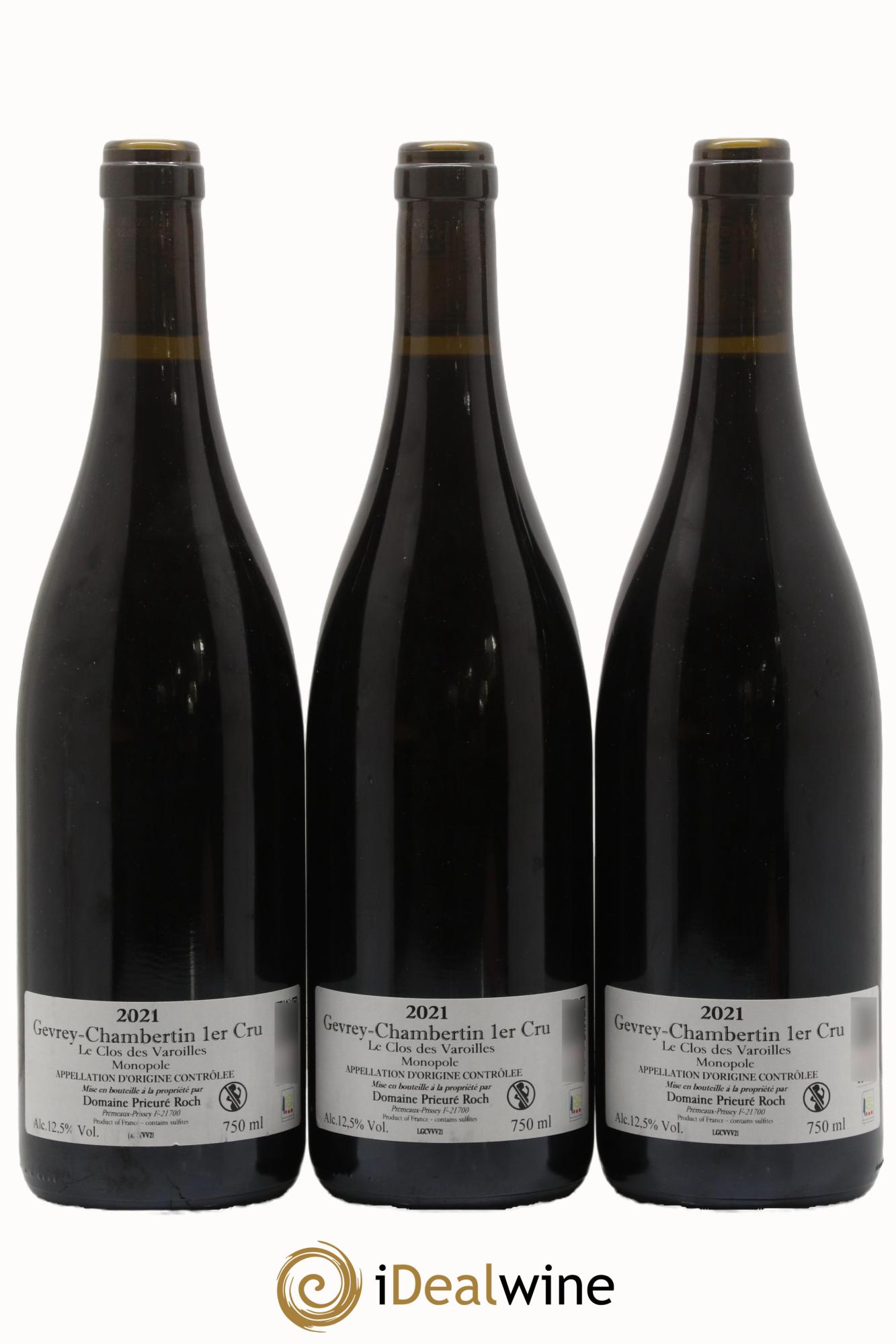 Gevrey-Chambertin 1er Cru Clos des Varoilles Vieilles Vignes Monopole Prieuré Roch 2021 - Posten von 3 Flaschen - 1
