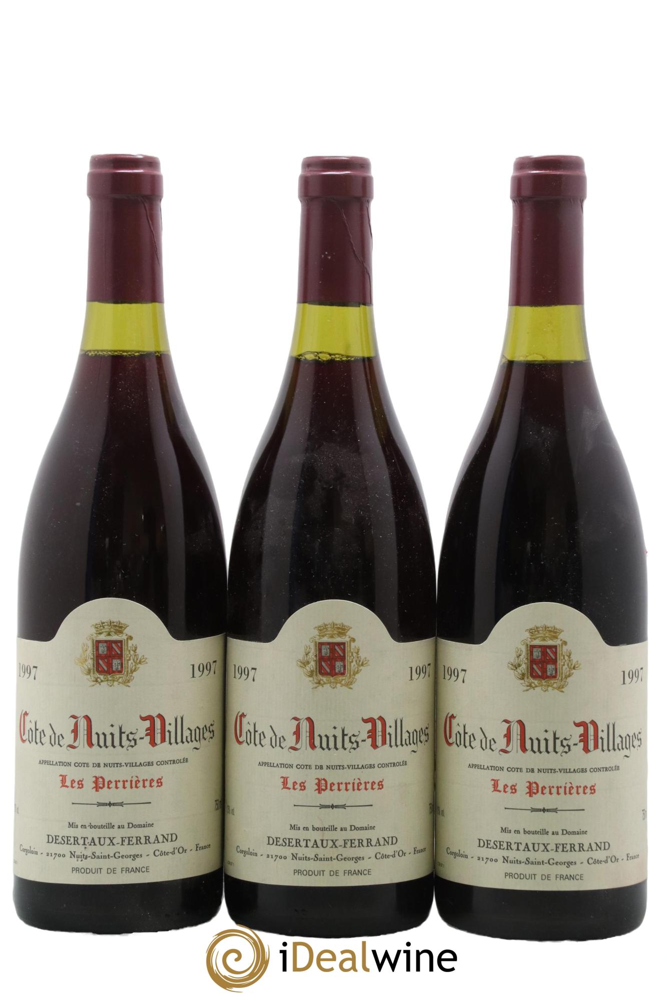 Côte de Nuits-Villages Les Perrières Domaine Désertaux-Ferrand 1997 - Lot de 3 bouteilles - 0