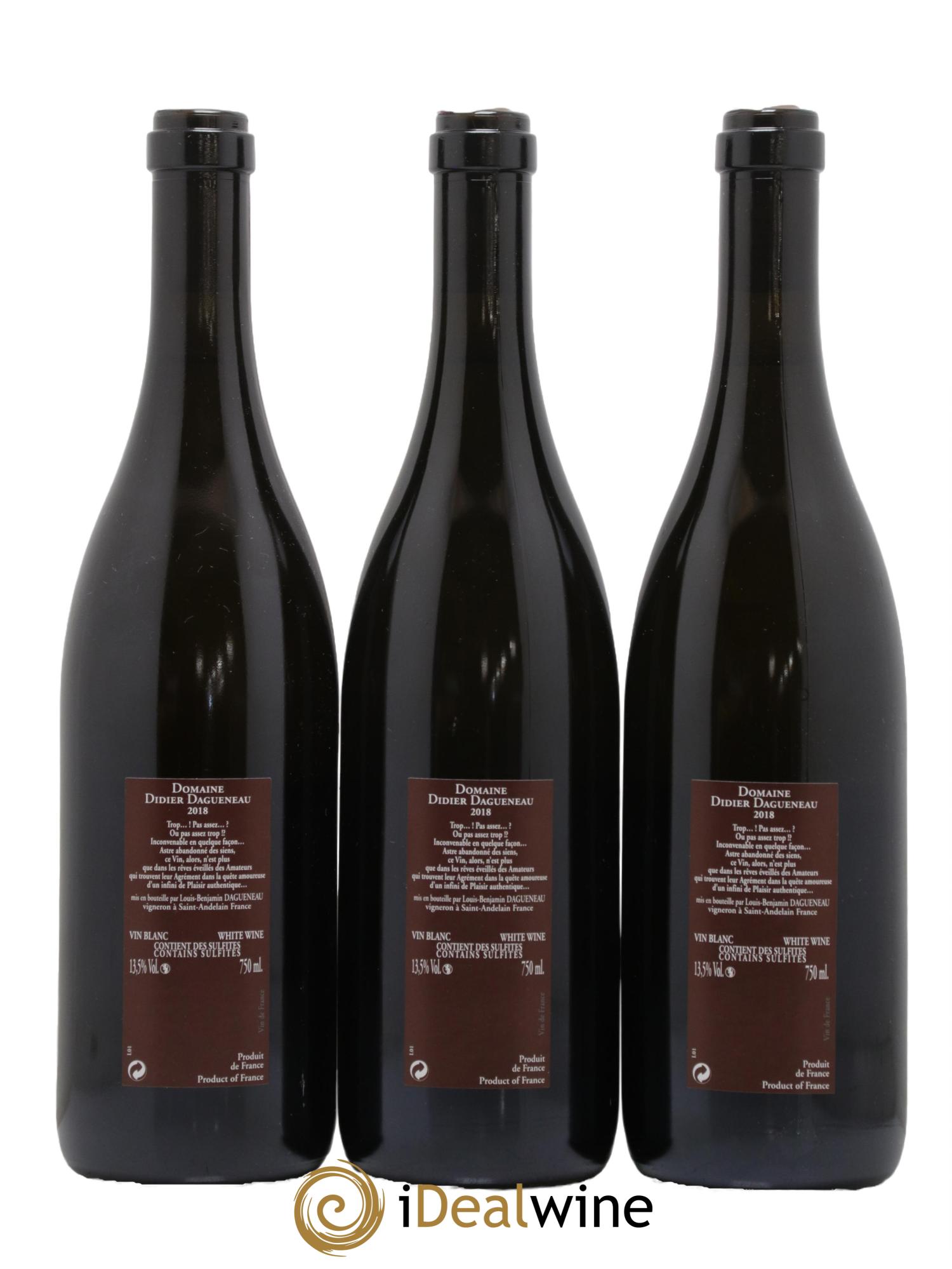 Vin de France (anciennement Pouilly-Fumé) Pur Sang Dagueneau (Domaine Didier - Louis-Benjamin) 2018 - Lot de 3 bouteilles - 1