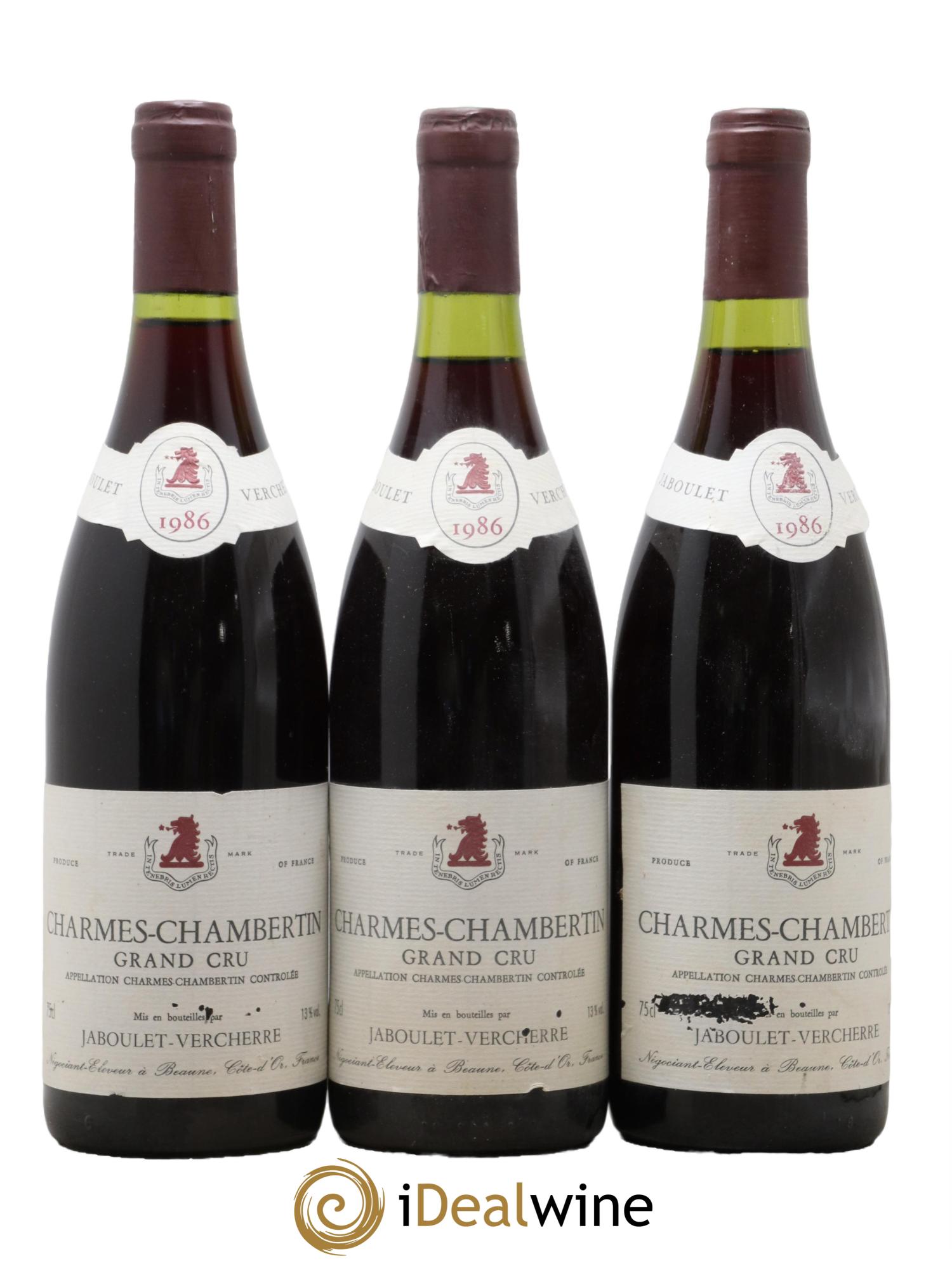 Charmes-Chambertin Grand Cru Jaboulet-Vercherre 1986 - Lot de 3 bouteilles - 0