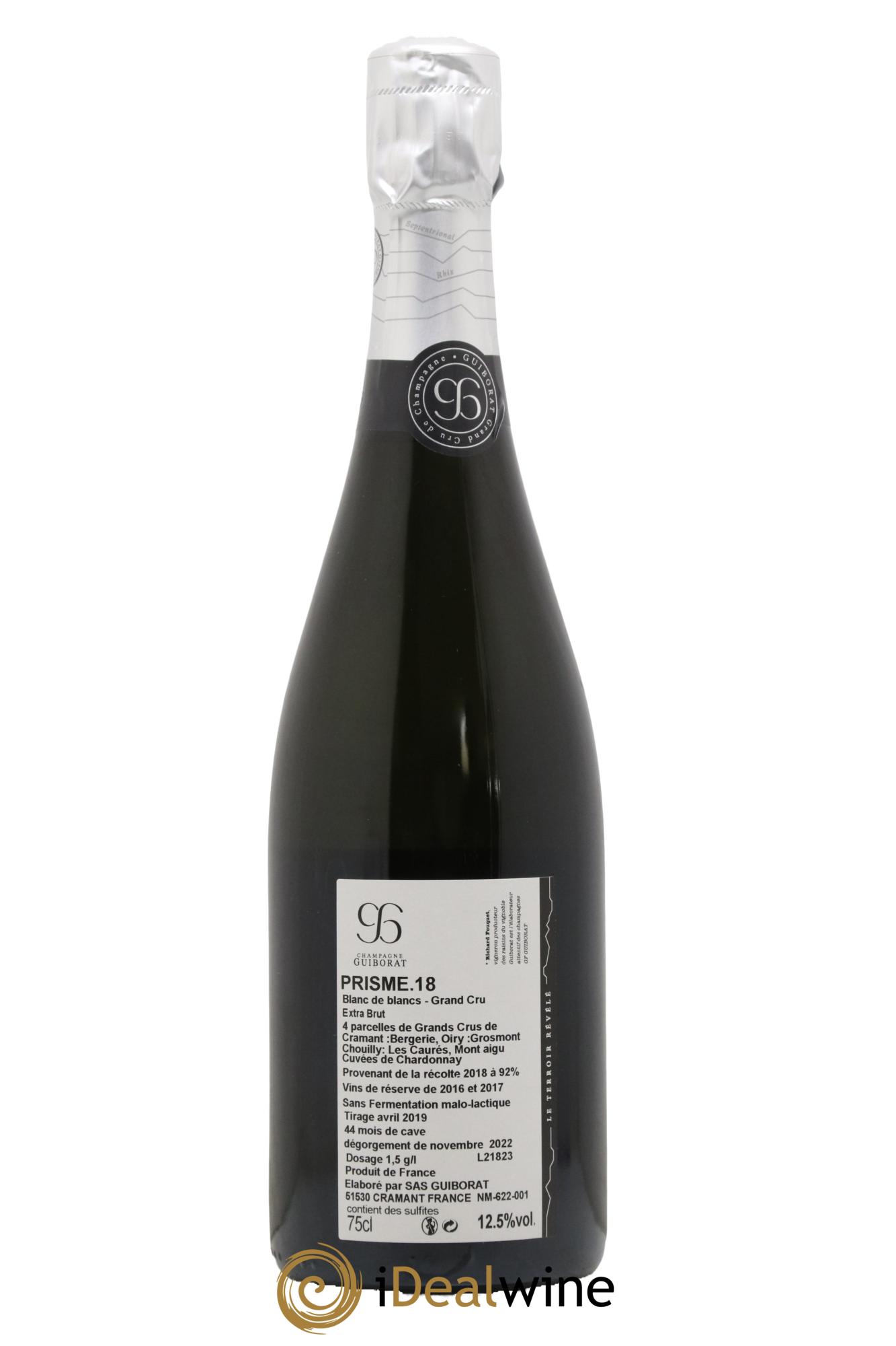 Champagne Extra Brut Blanc de Blancs Prisme Maison Guiborat 2018 - Lot de 1 bouteille - 1