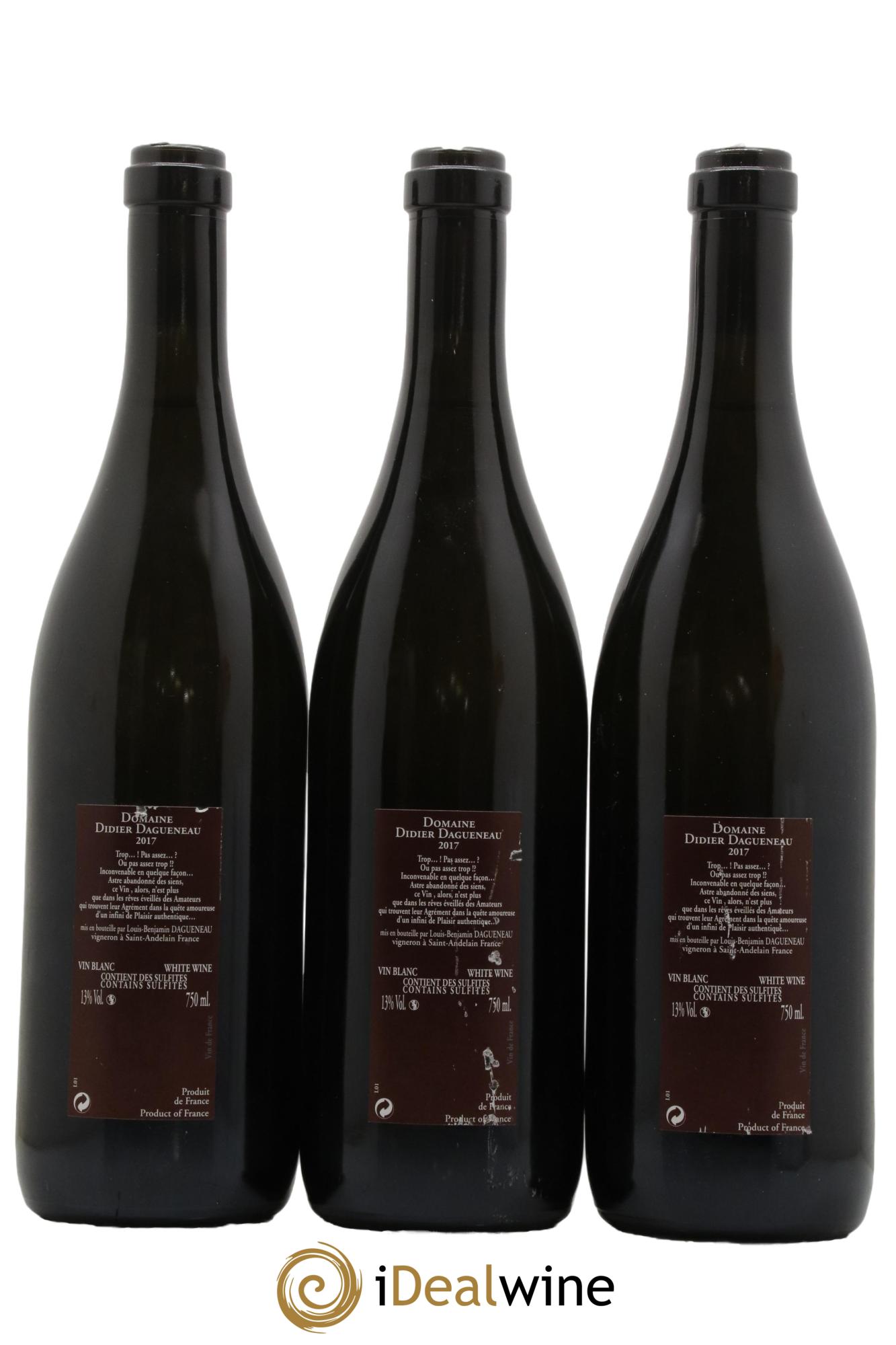 Vin de France (anciennement Pouilly-Fumé) Pur Sang Dagueneau (Domaine Didier - Louis-Benjamin) 2017 - Posten von 3 Flaschen - 1