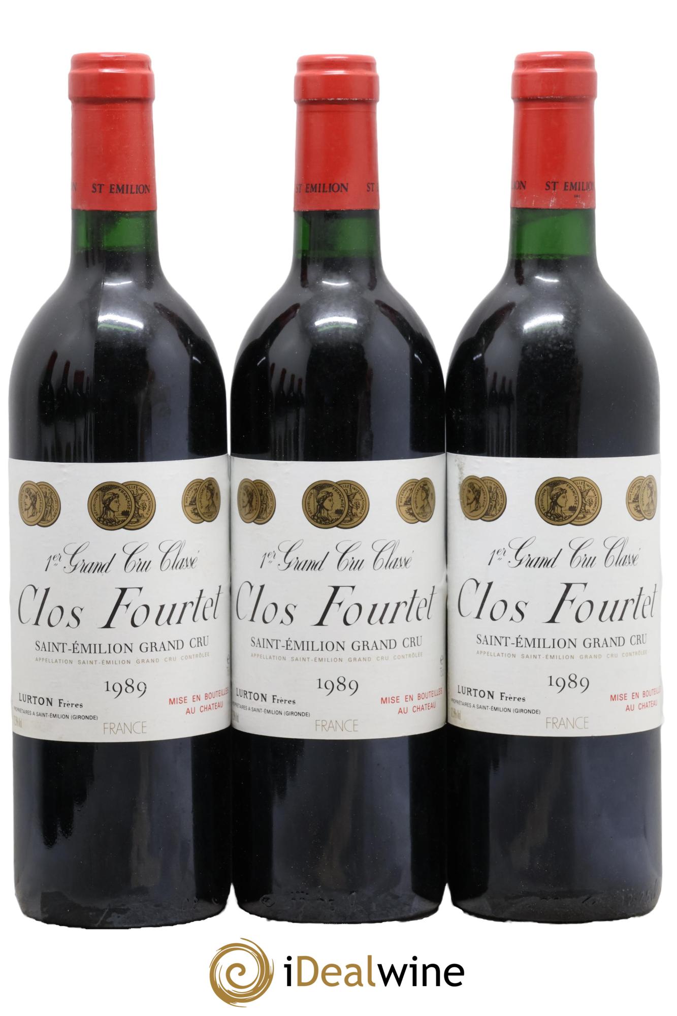Clos Fourtet 1er Grand Cru Classé B 1989 - Lot de 3 bouteilles - 0