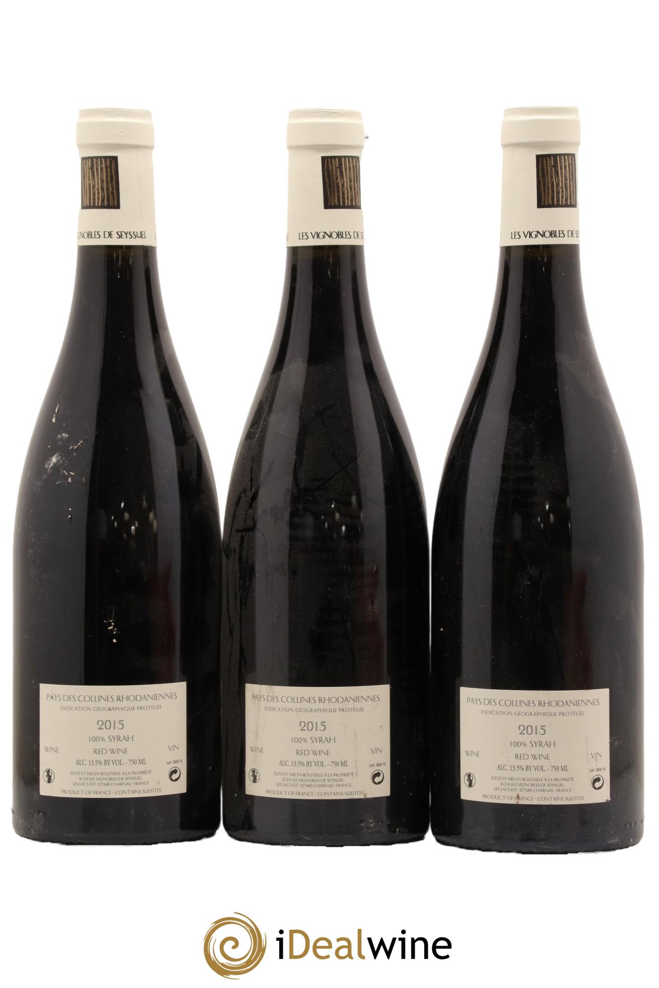 IGP Collines Rhodaniennes Saxeolum Les Vignobles de Seyssuel - Louis Cheze (Domaine) 2015 - Lotto di 3 bottiglie - 1