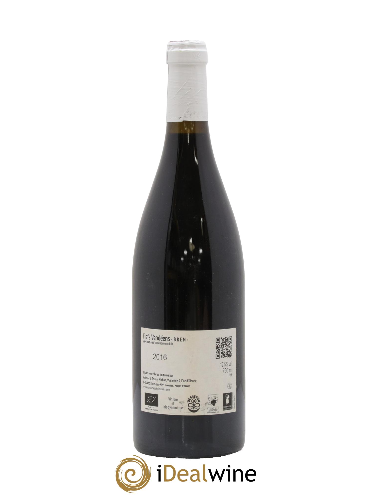 Fiefs Vendéens Reflets Domaine Saint Nicolas 2016 - Lot de 1 bouteille - 1