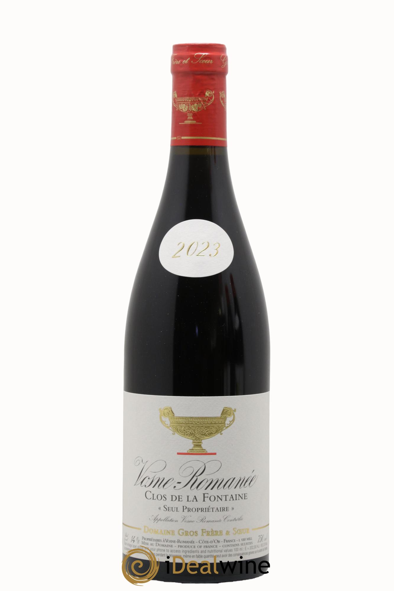 Vosne-Romanée Clos De La Fontaine Domaine Gros Frère Et Sœur 2023 - Lot de 1 bouteille - 0